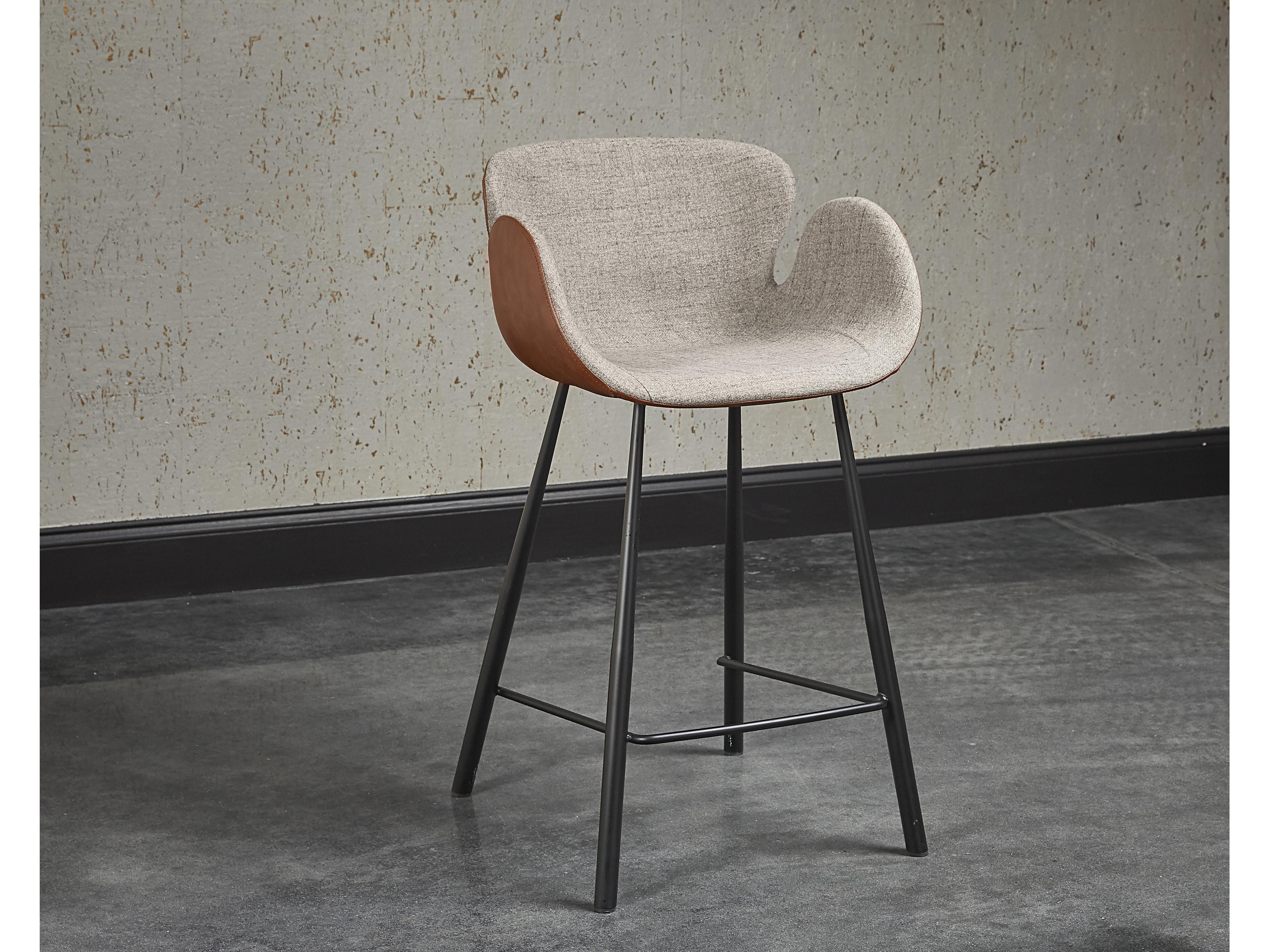 Sunpan Junction Waldo Upholstered Grey Brown Counter Stool