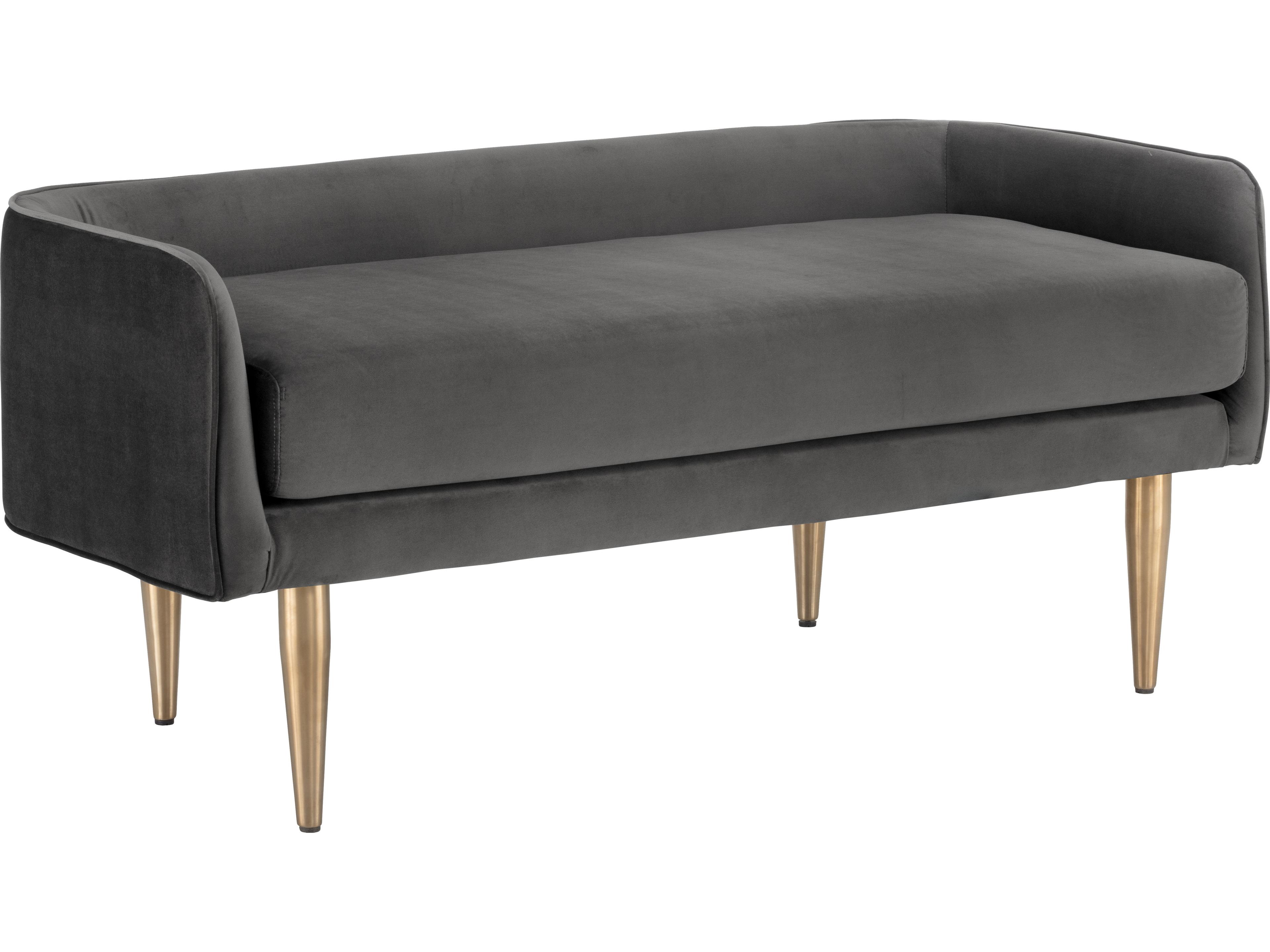 Sammy Bench Modern Grey Upholstered