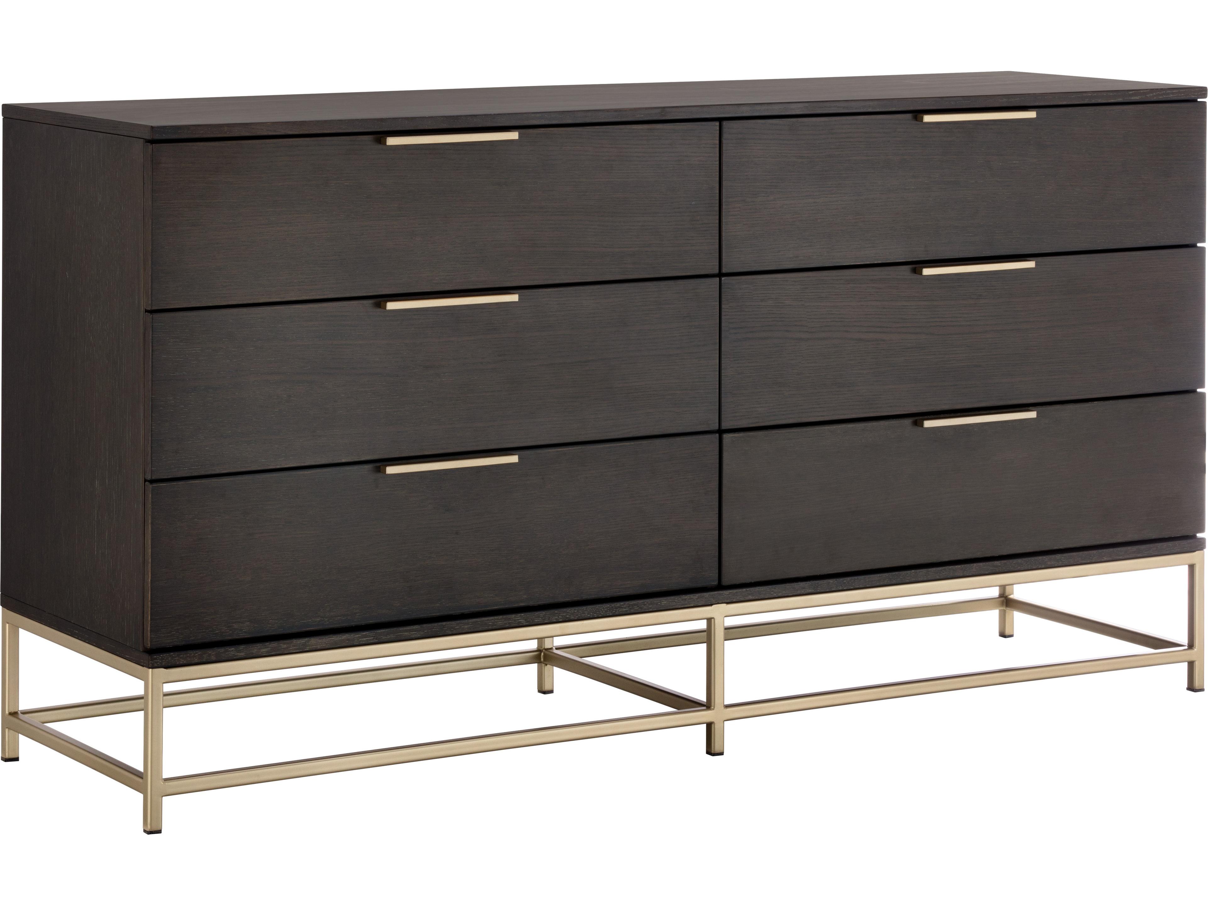 Sunpan Artezia Rebel 6-Drawers Gray Oak Wood Double Dresser