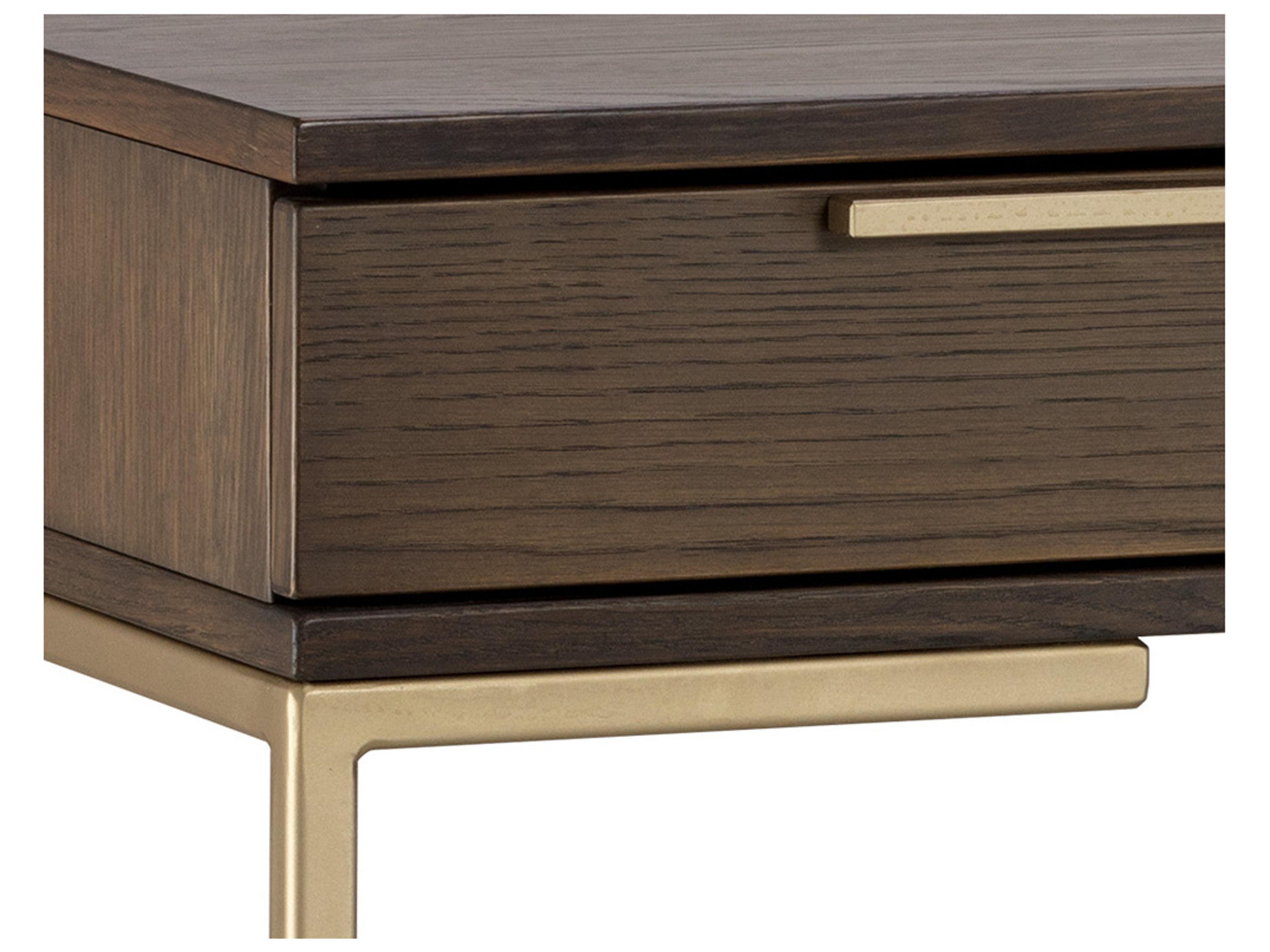 Sunpan Artezia Rebel Umber Brown Gold Oak Wood Secretary Desk