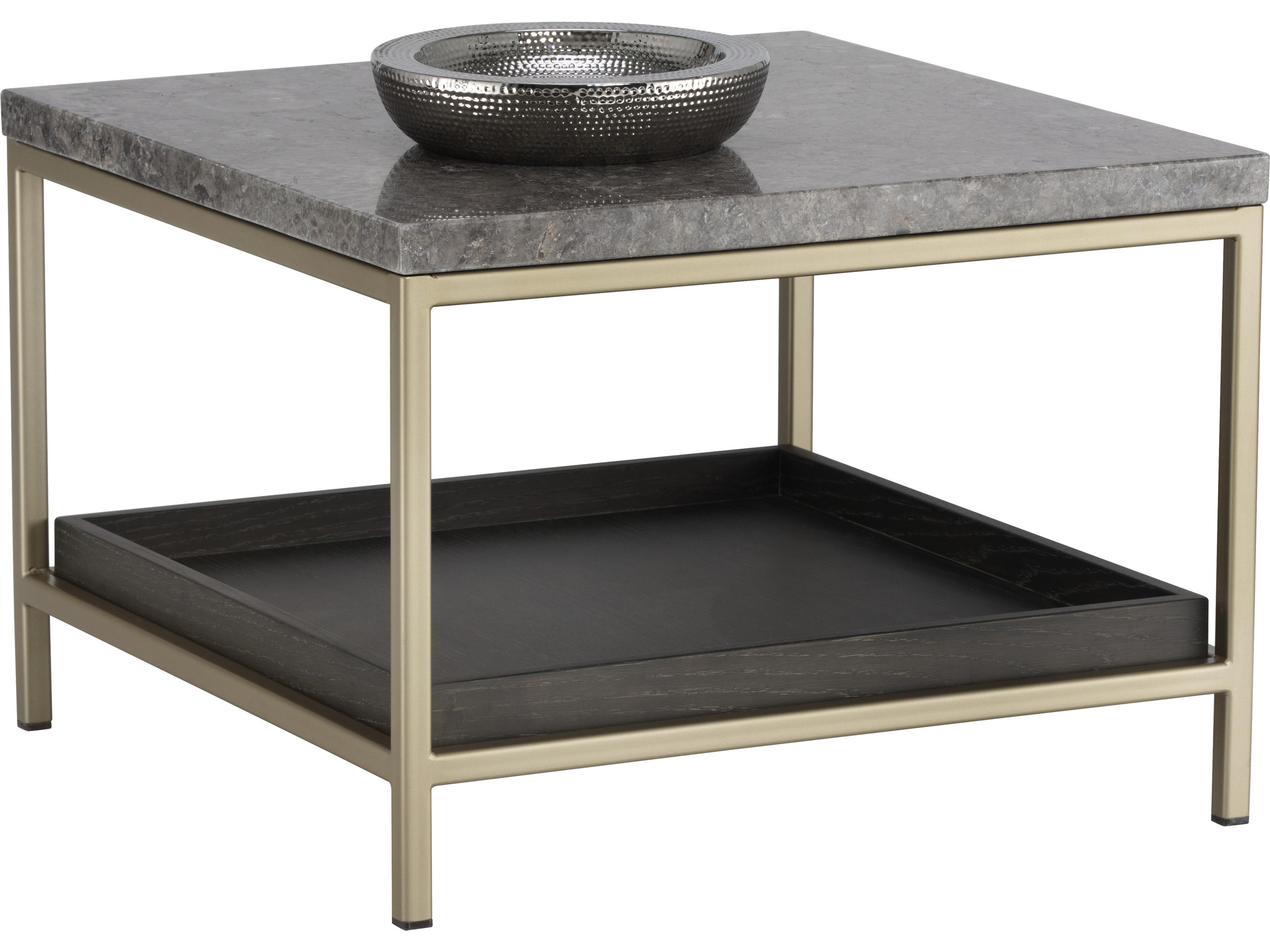 Artezia Arden Square Marble Grey Gold End Table