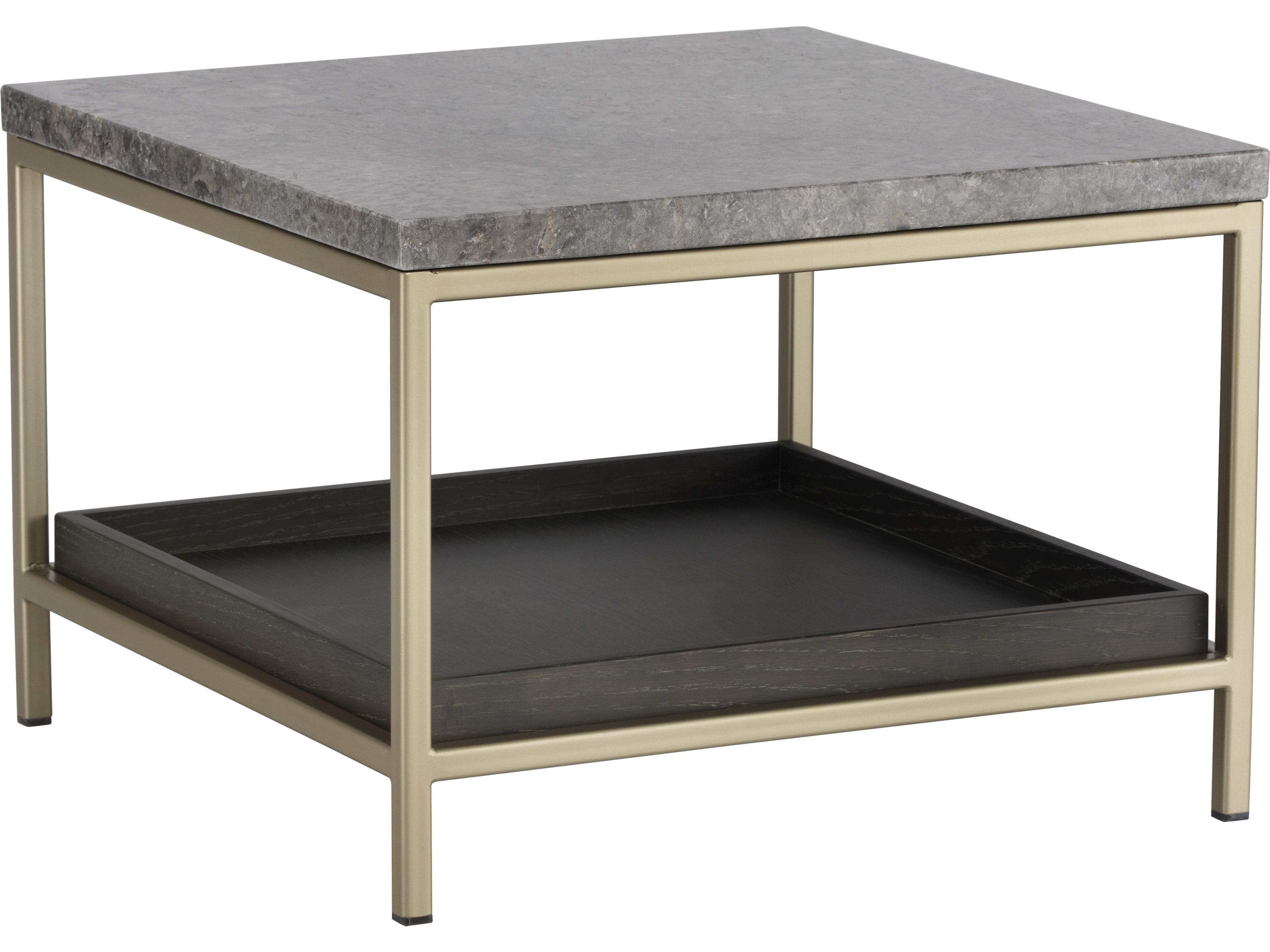 Sunpan Artezia Arden Square Marble Grey Gold End Table