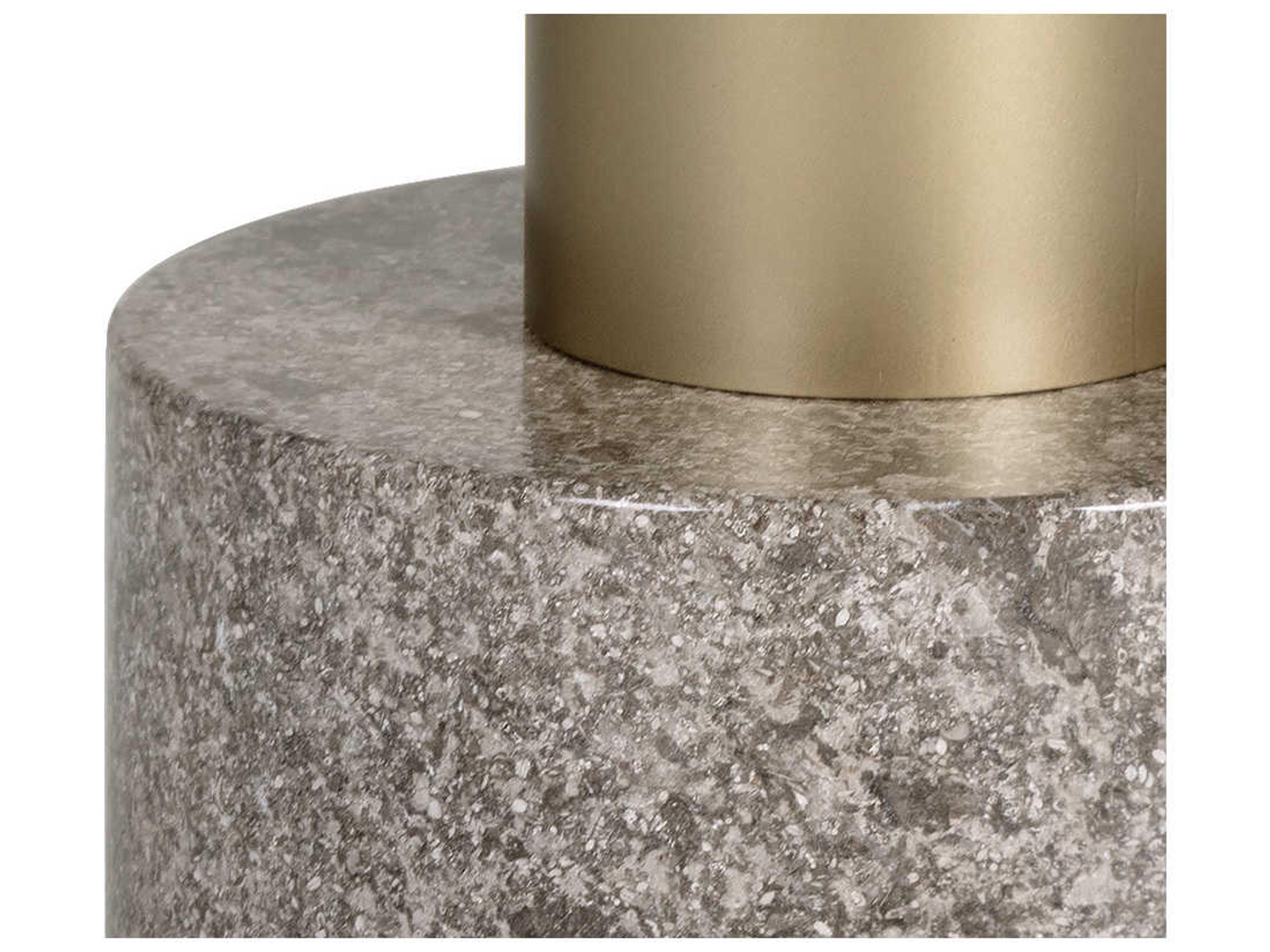 Sunpan Artezia Monaco Round Wood Grey Gold Coffee Table