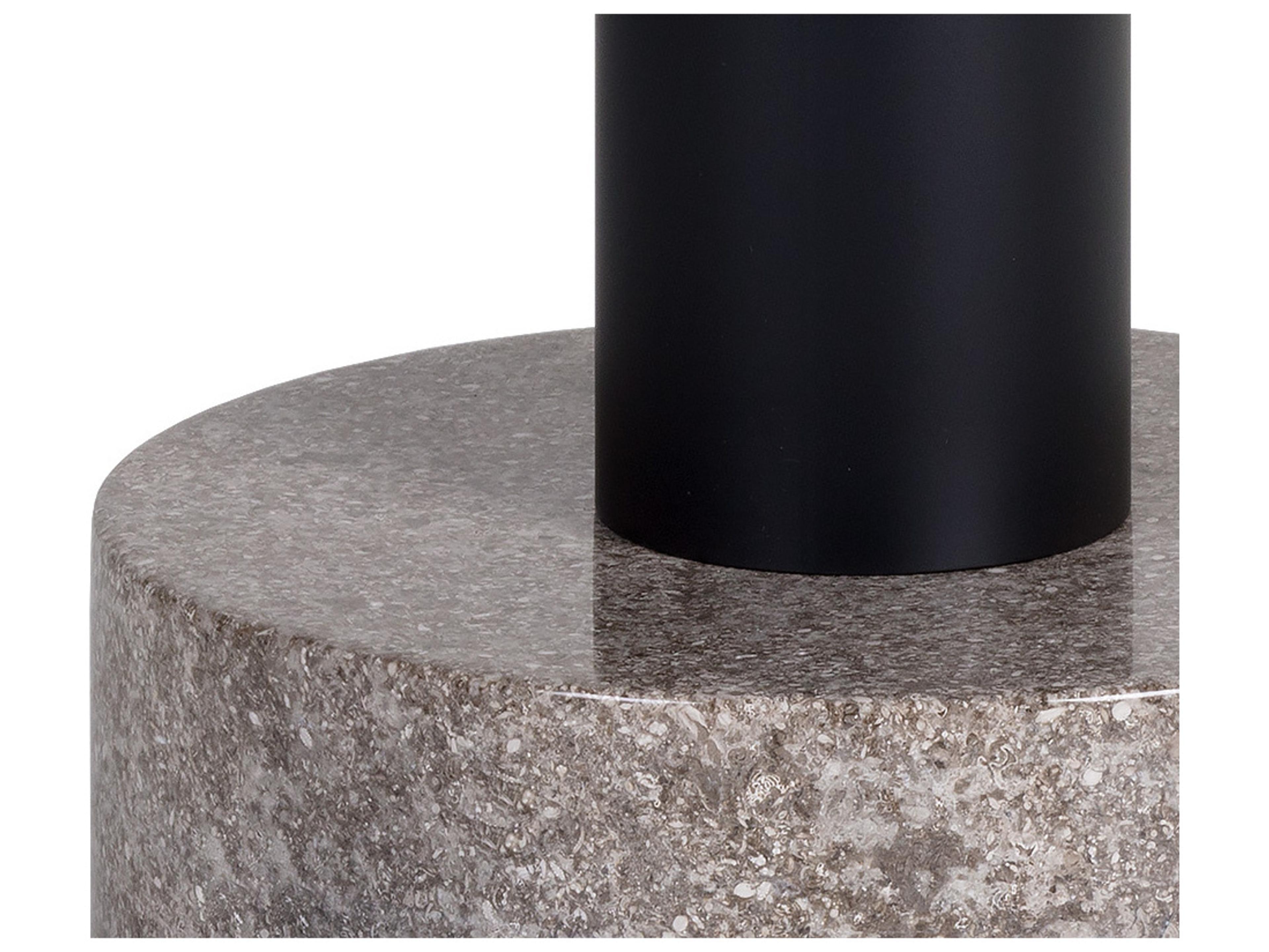 Sunpan Artezia Monaco Round Wood Umber Brown Dark Grey End Table