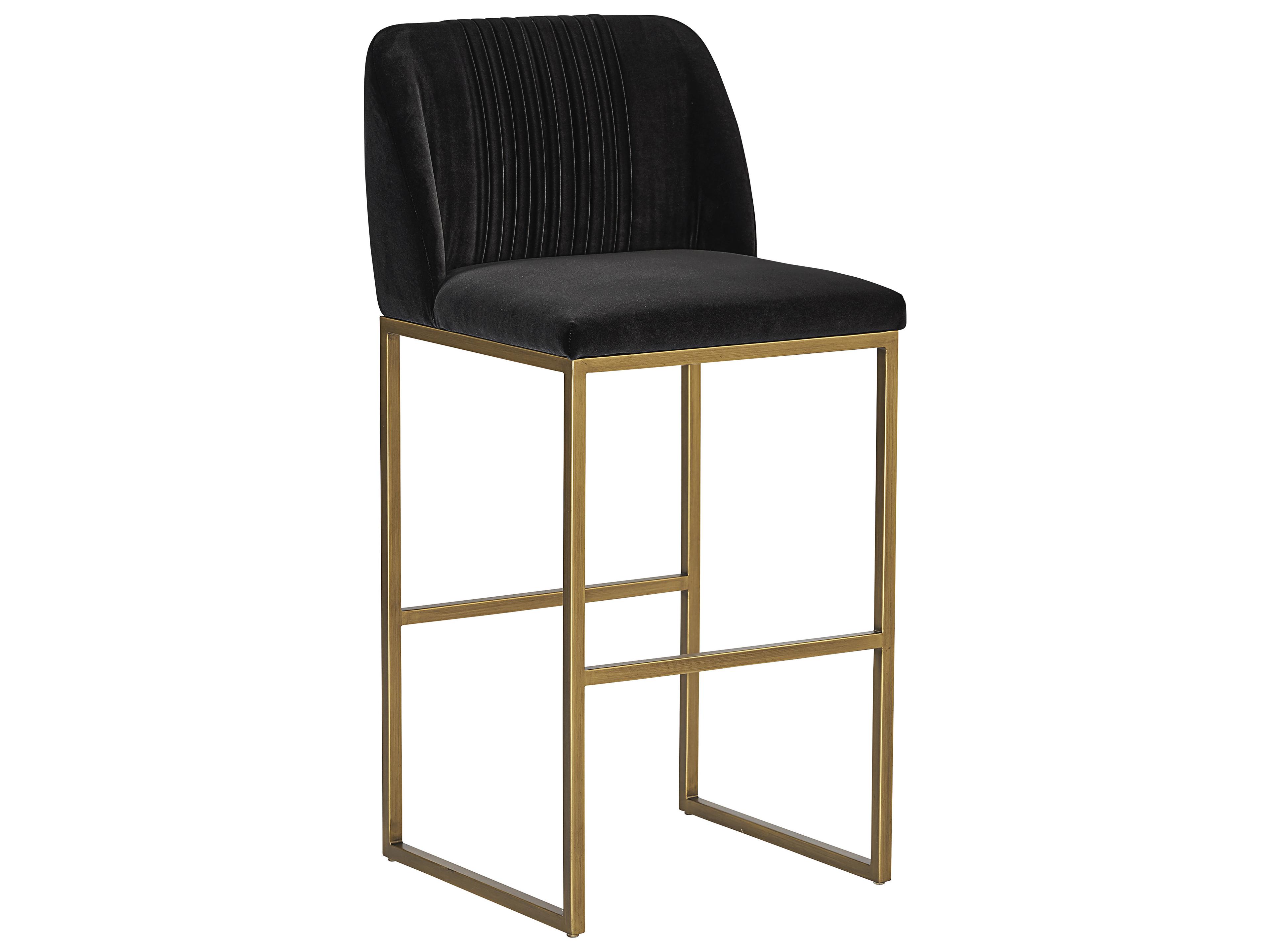 Sunpan Mixt Nevin Upholstered Shadow Grey Antique Brass Counter Stool