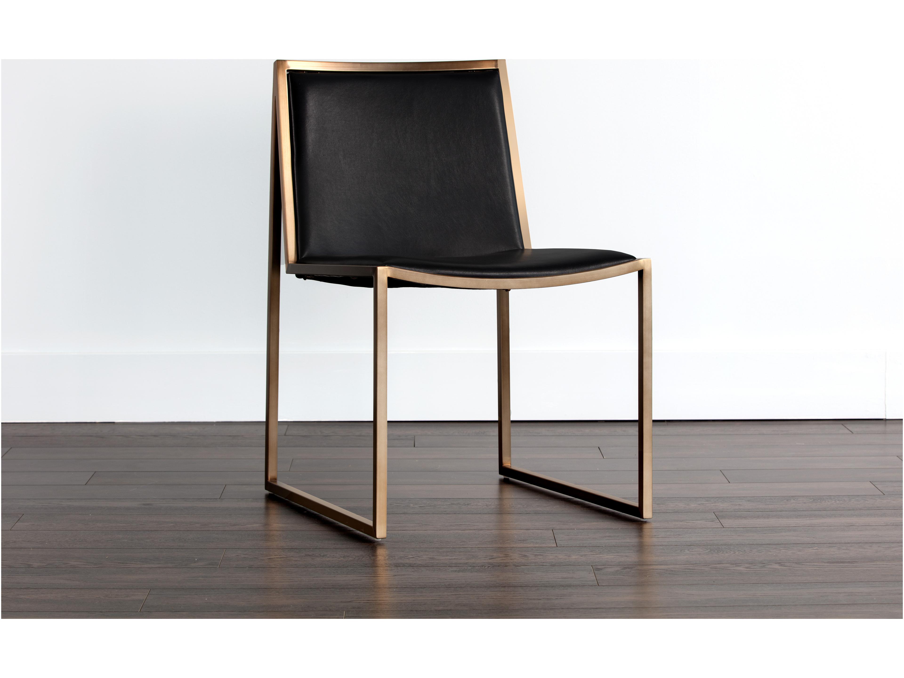 Sunpan Ikon Blair Dining Chair Antique Brass Cantina Black