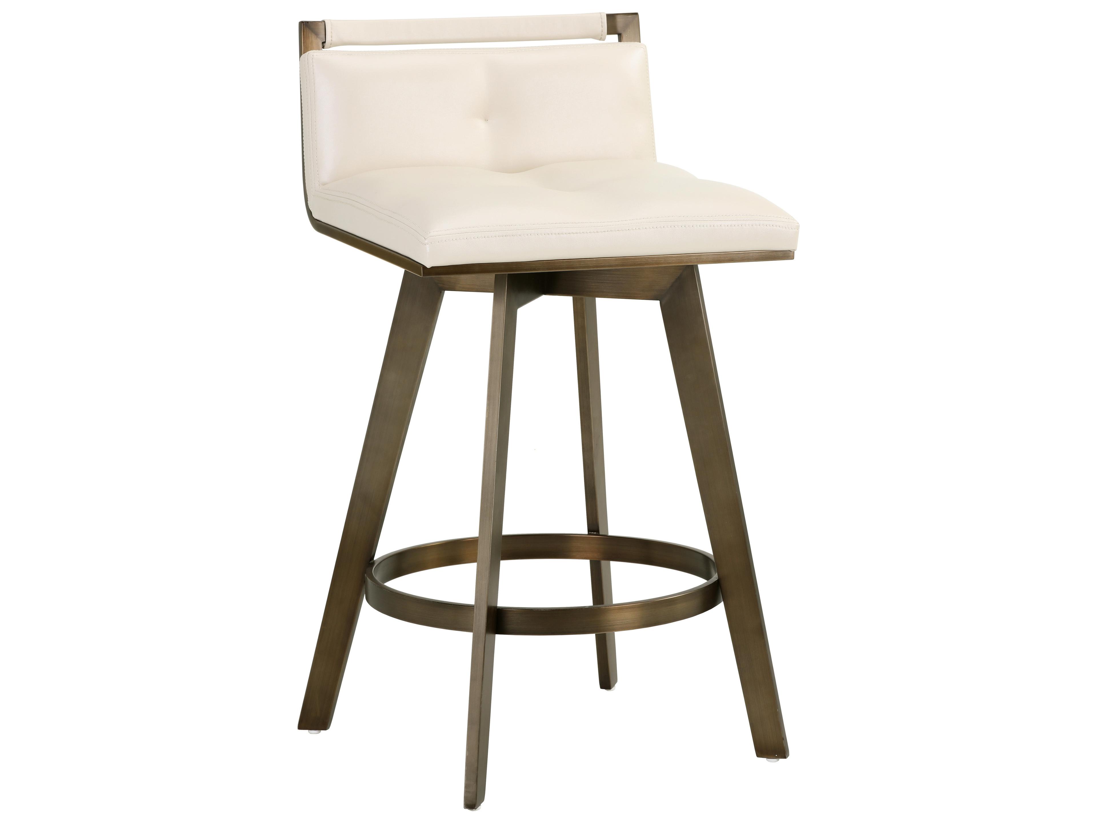 Arizona Swivel Counter Stool in Cream Leatherette and Antique Brass
