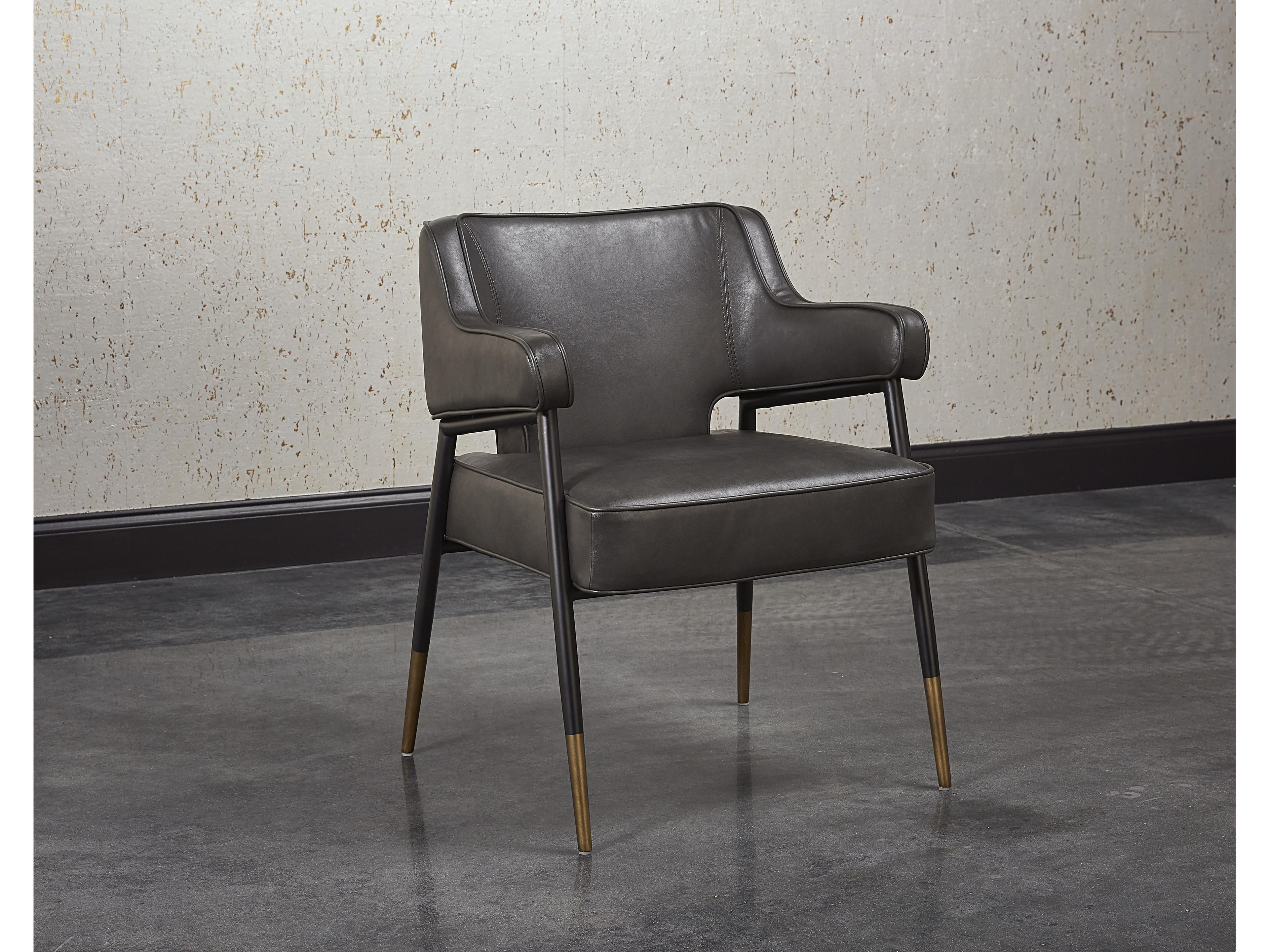 Sunpan Irongate Derome Gray Arm Dining Chair