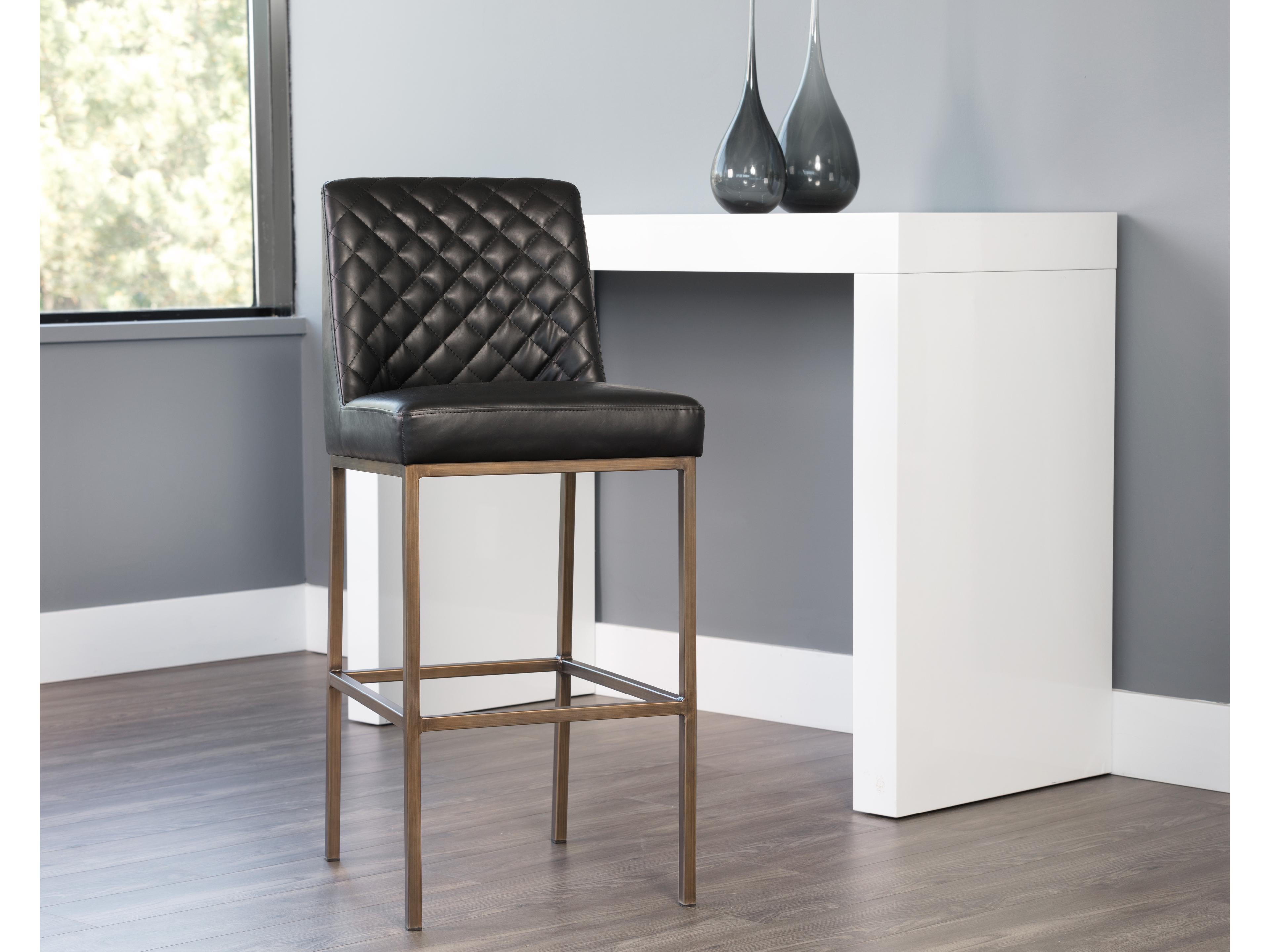 Sunpan 5west Leighland Coal Black Antique Brass Bar Stool