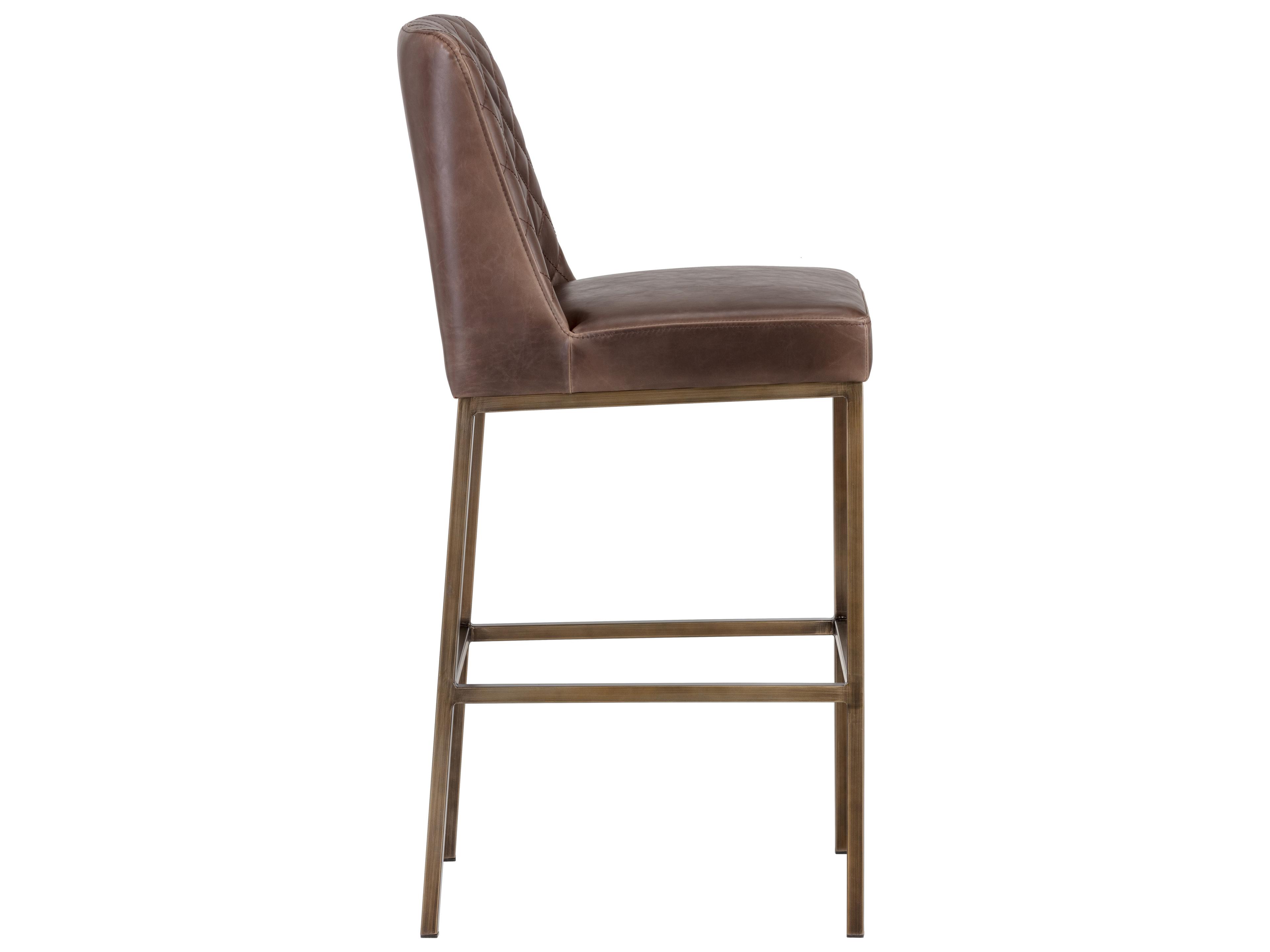 Sunpan 5west Leighland Havana Dark Brown Antique Brass Bar Stool