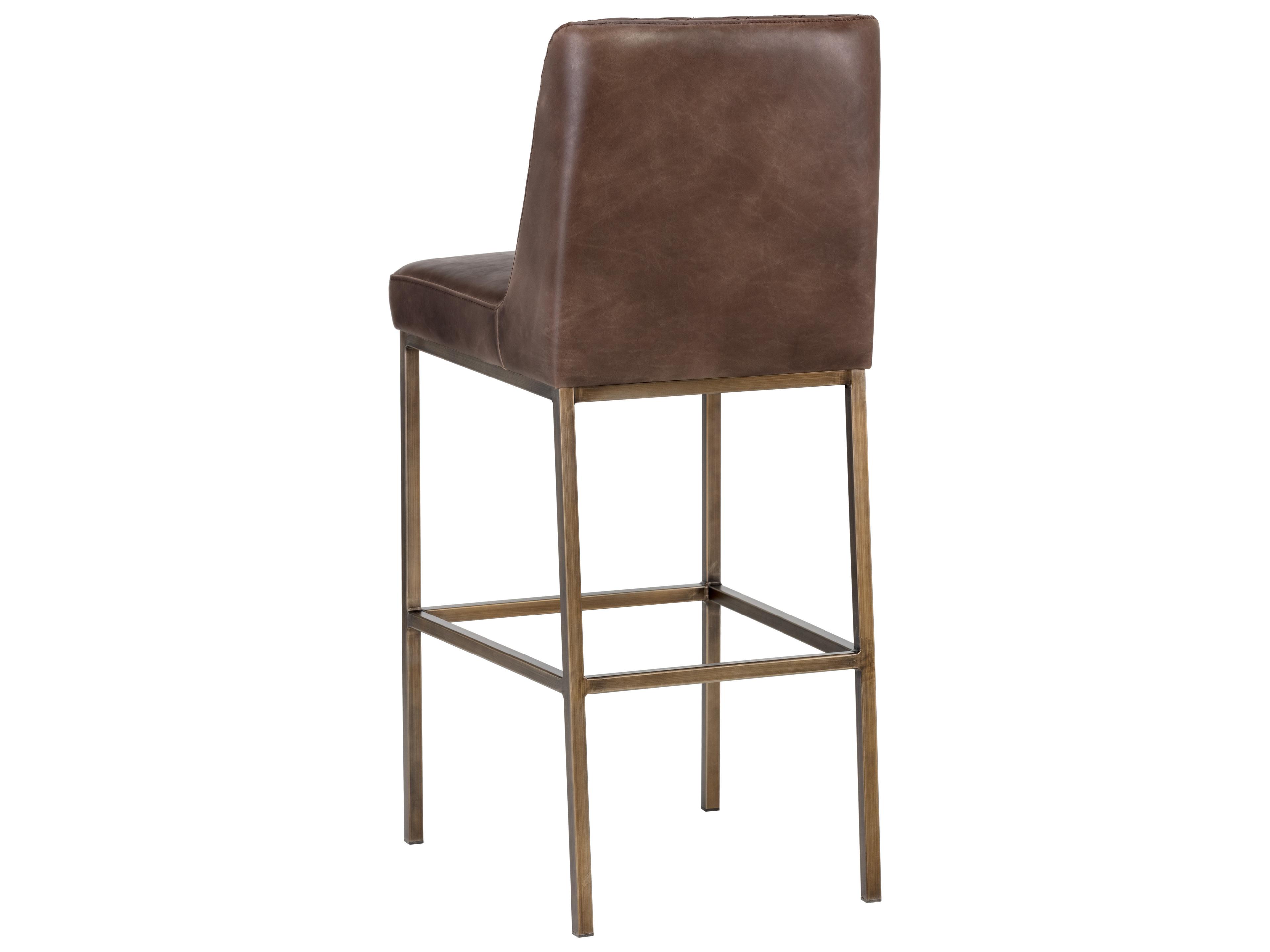 Sunpan 5west Leighland Havana Dark Brown Antique Brass Bar Stool