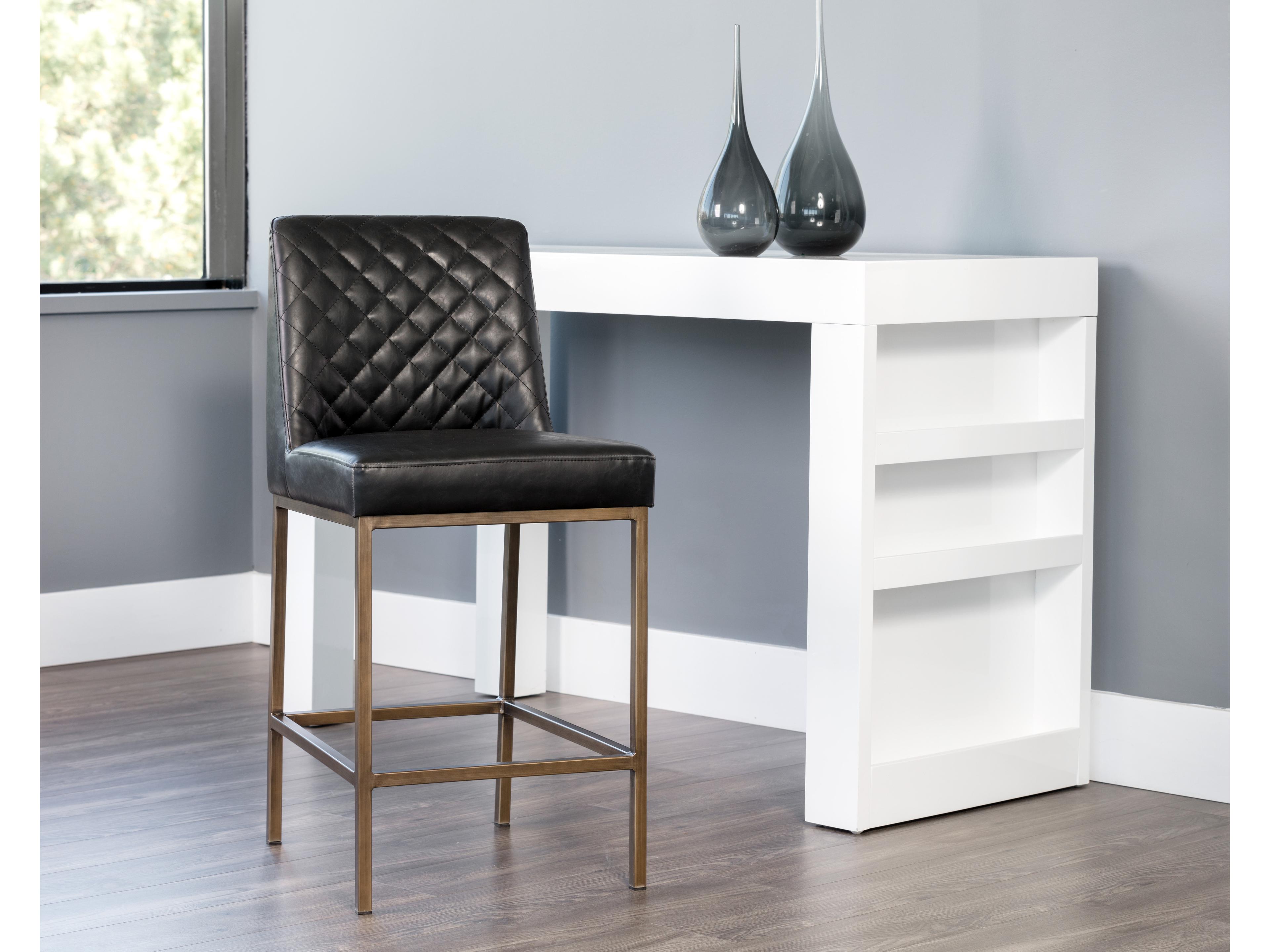 Sunpan 5west Leighland Coal Black Antique Brass Counter Stool