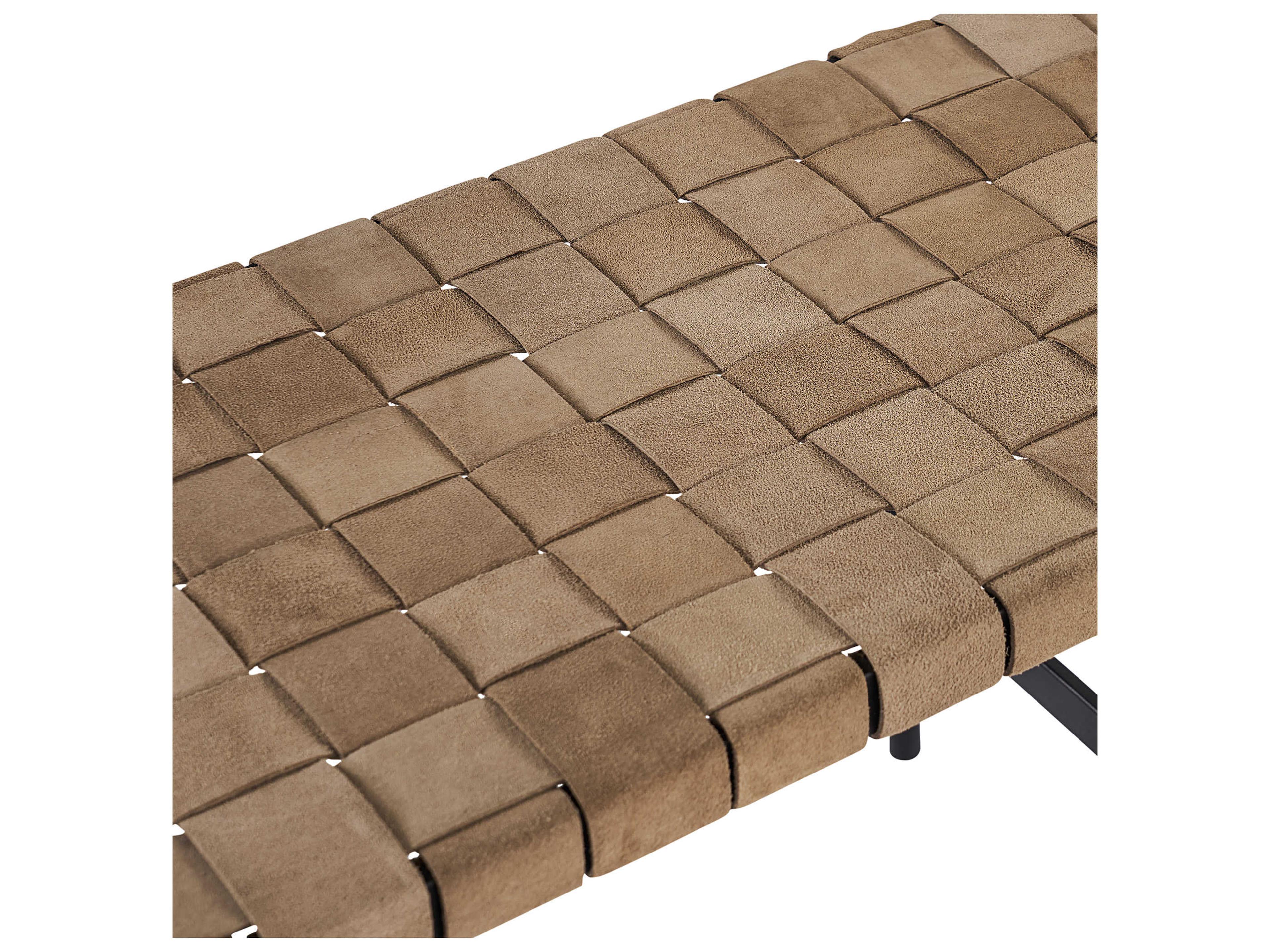 Sunpan Omari Light Tan Black Leather Accent Bench