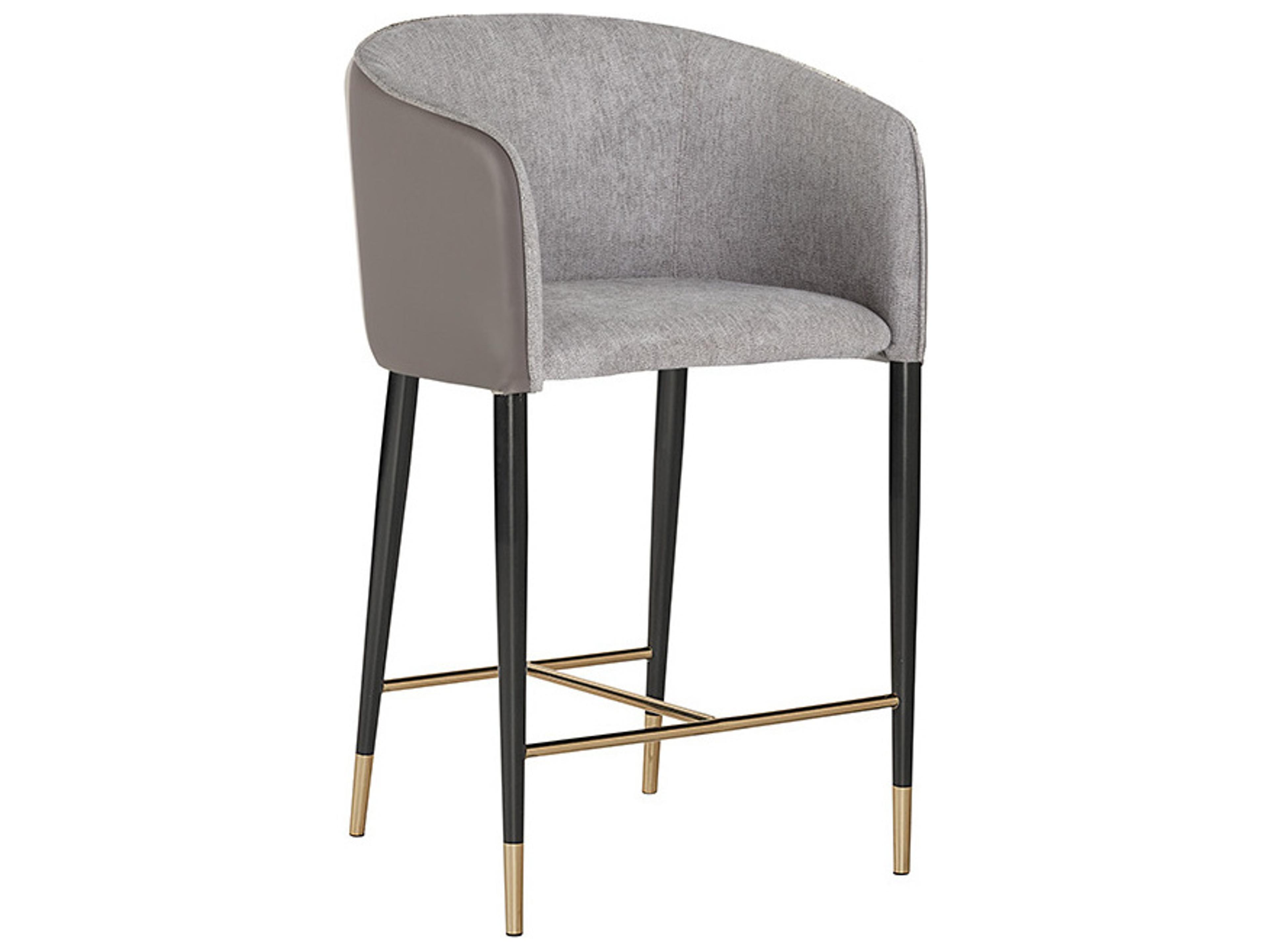 Ikon Asher Leather Flint Grey Napa Taupe Counter Stool