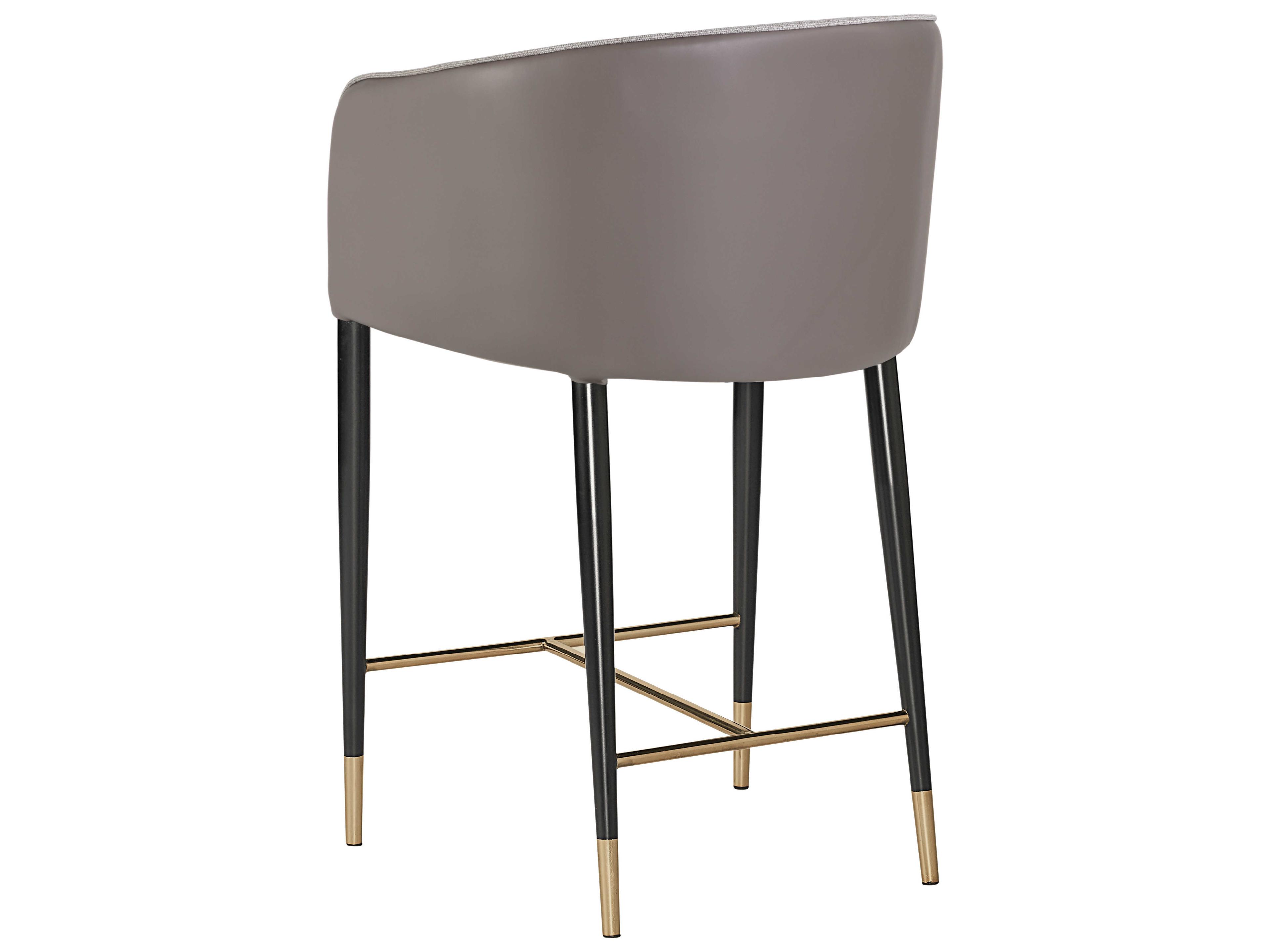 Sunpan Ikon Asher Leather Flint Grey Napa Taupe Counter Stool