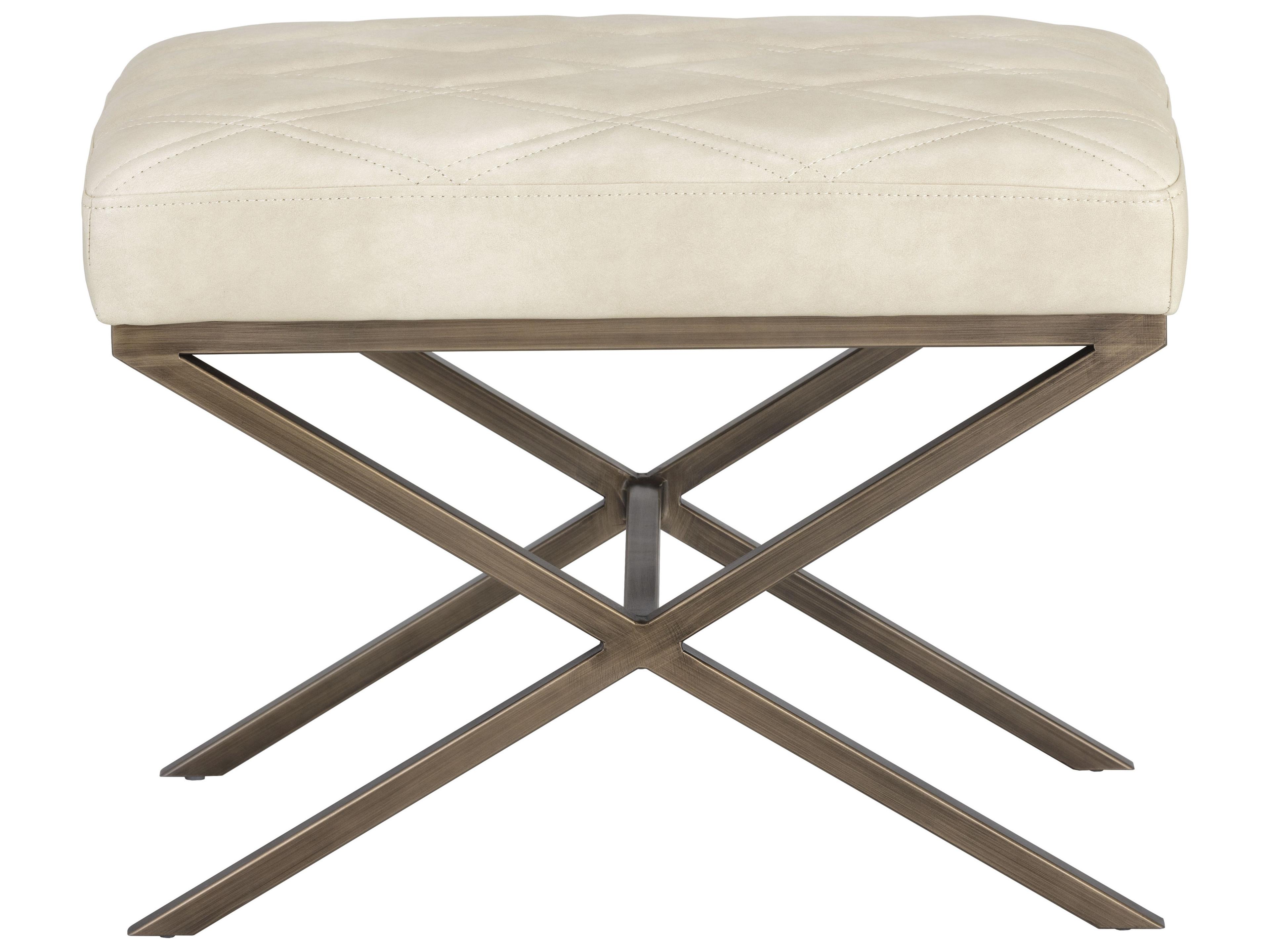 Sunpan 5west Bravo Cream Antique Brass Faux Leather Accent Bench