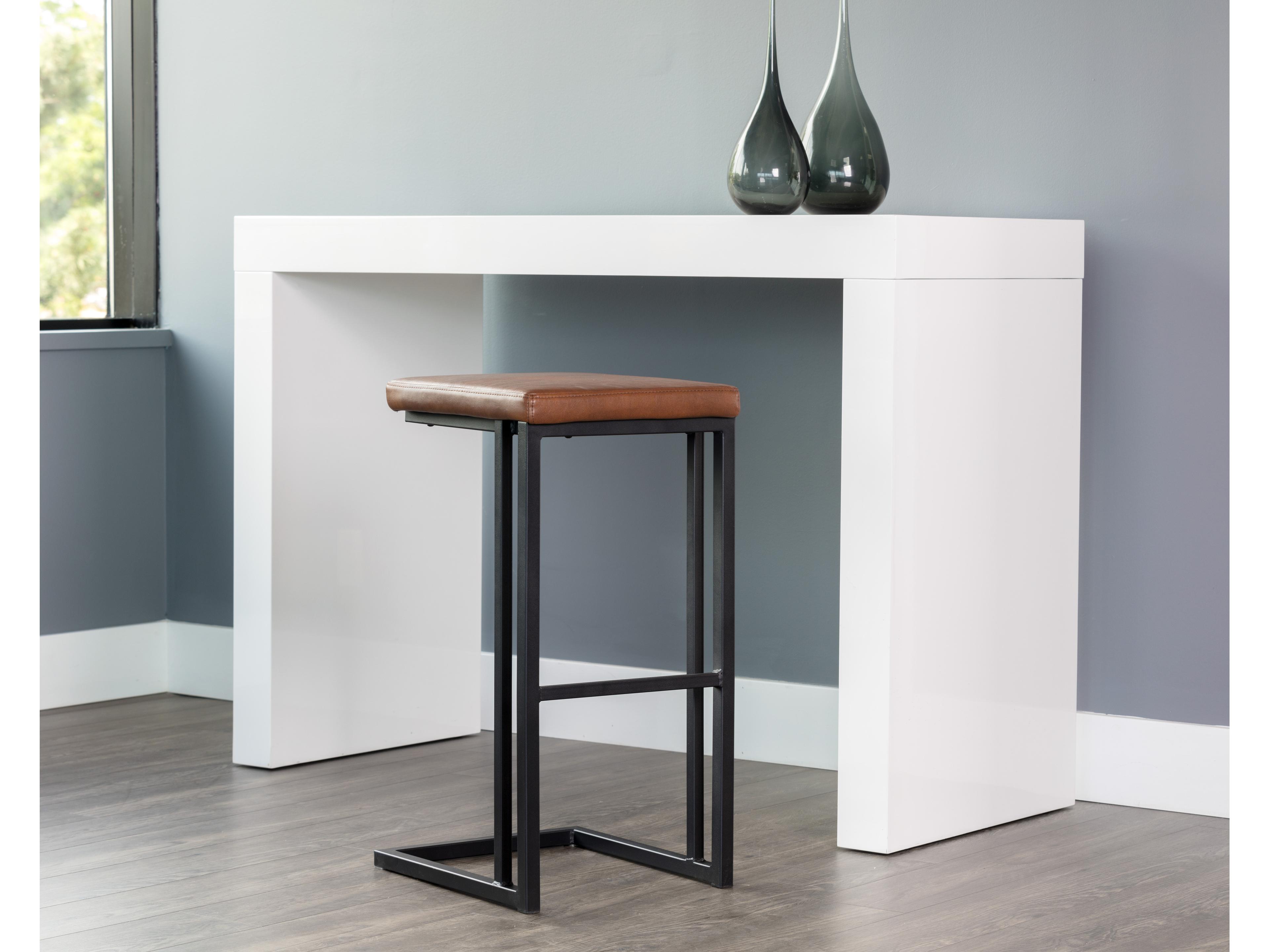 Sunpan Urban Unity 16" Boone Barstool Black Bravo Cognac