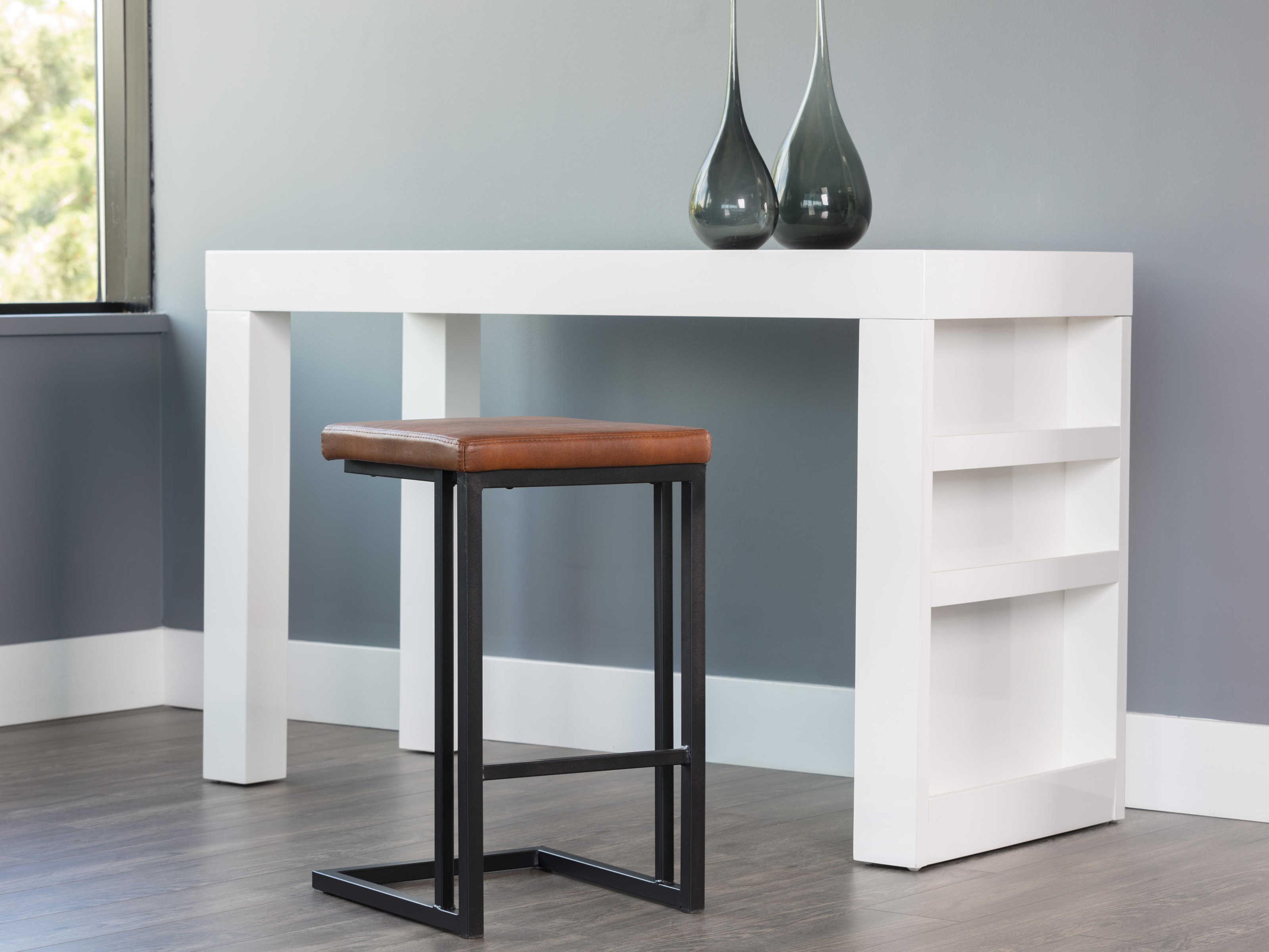 Sunpan Urban Unity 16" Boone Counter Stool Black Bravo Cognac