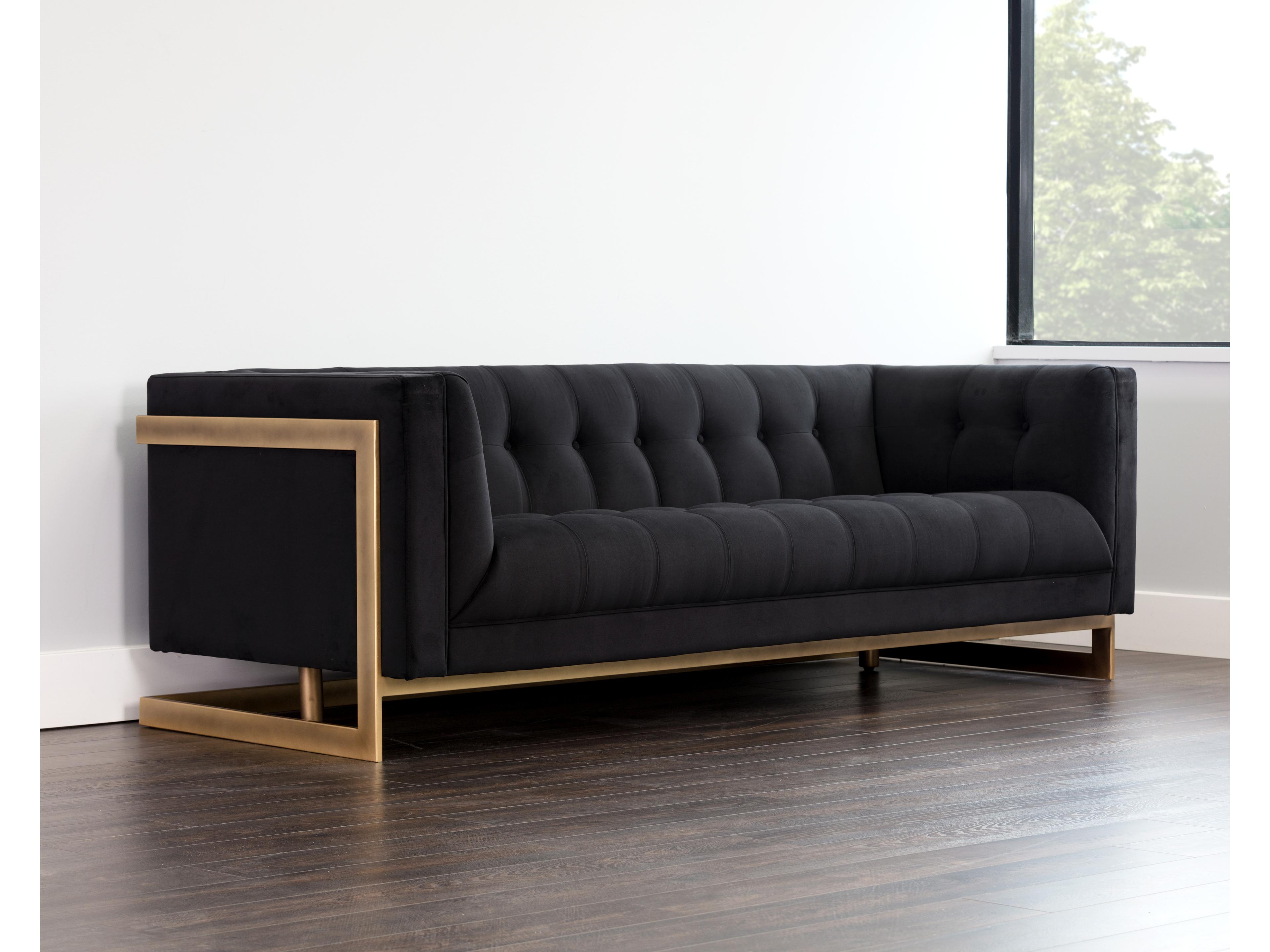 Sunpan Irongate Ekon Abbington Black Rustic Bronze Upholstered Sofa