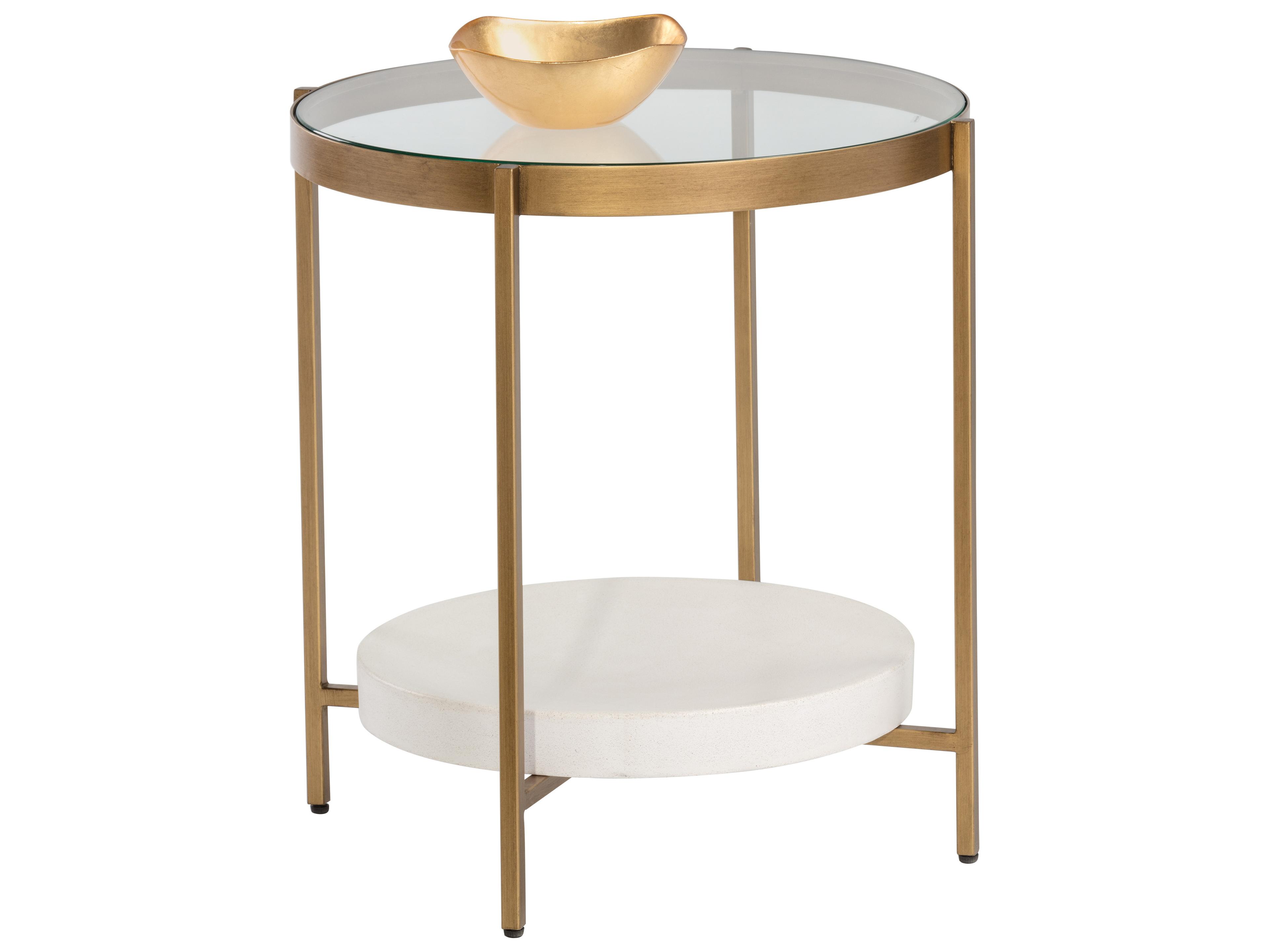 Gia End Table Round Glass and Concrete