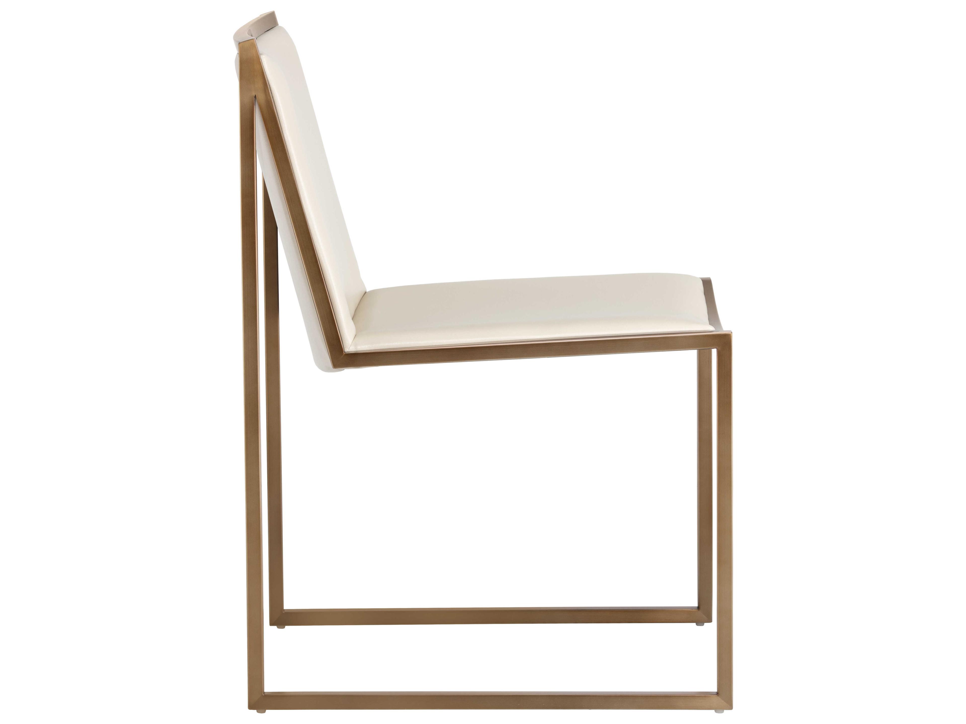Sunpan Ikon Blair Dining Chair Antique Brass Castillo Cream