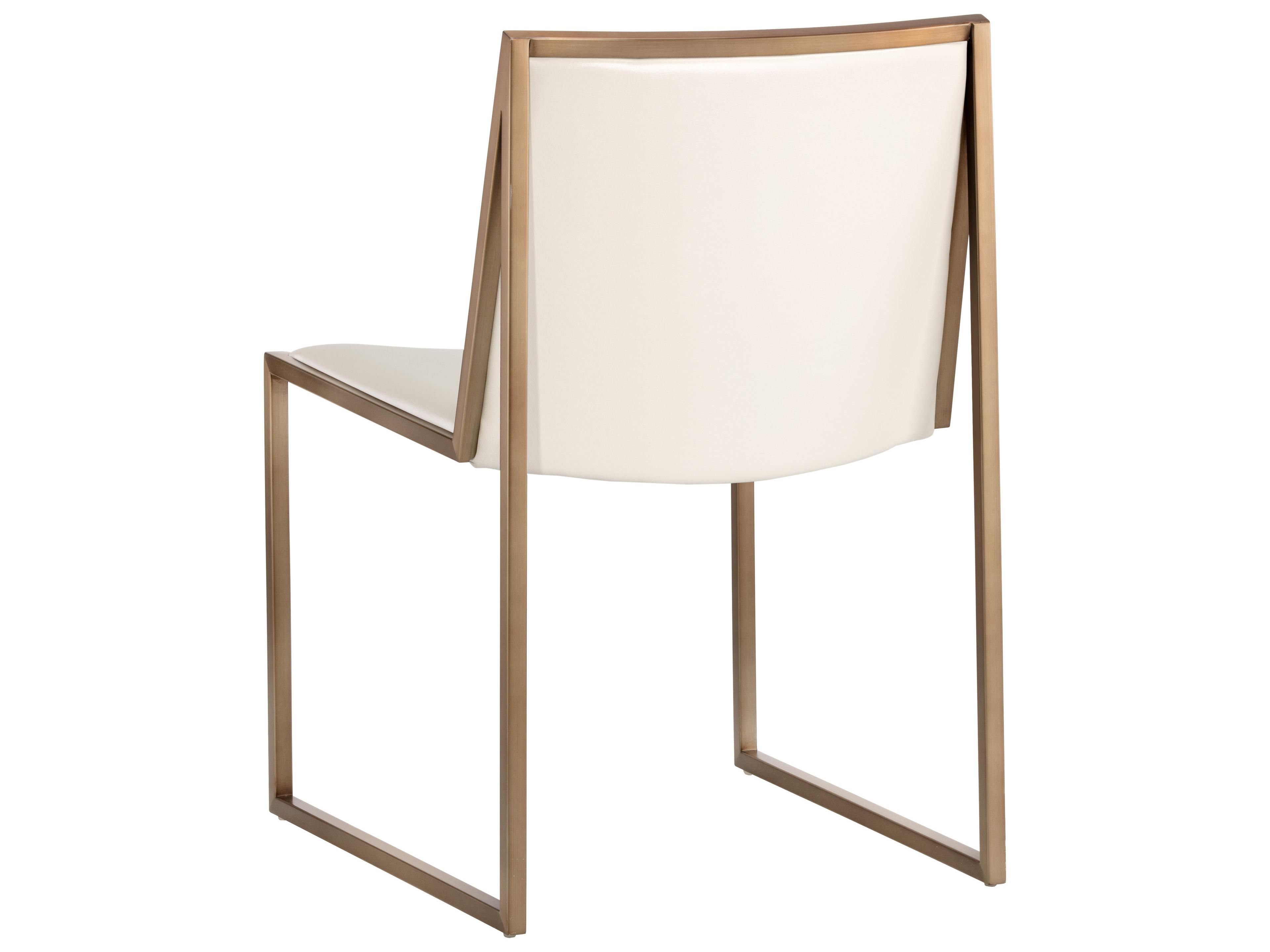 Sunpan Ikon Blair Dining Chair Antique Brass Castillo Cream