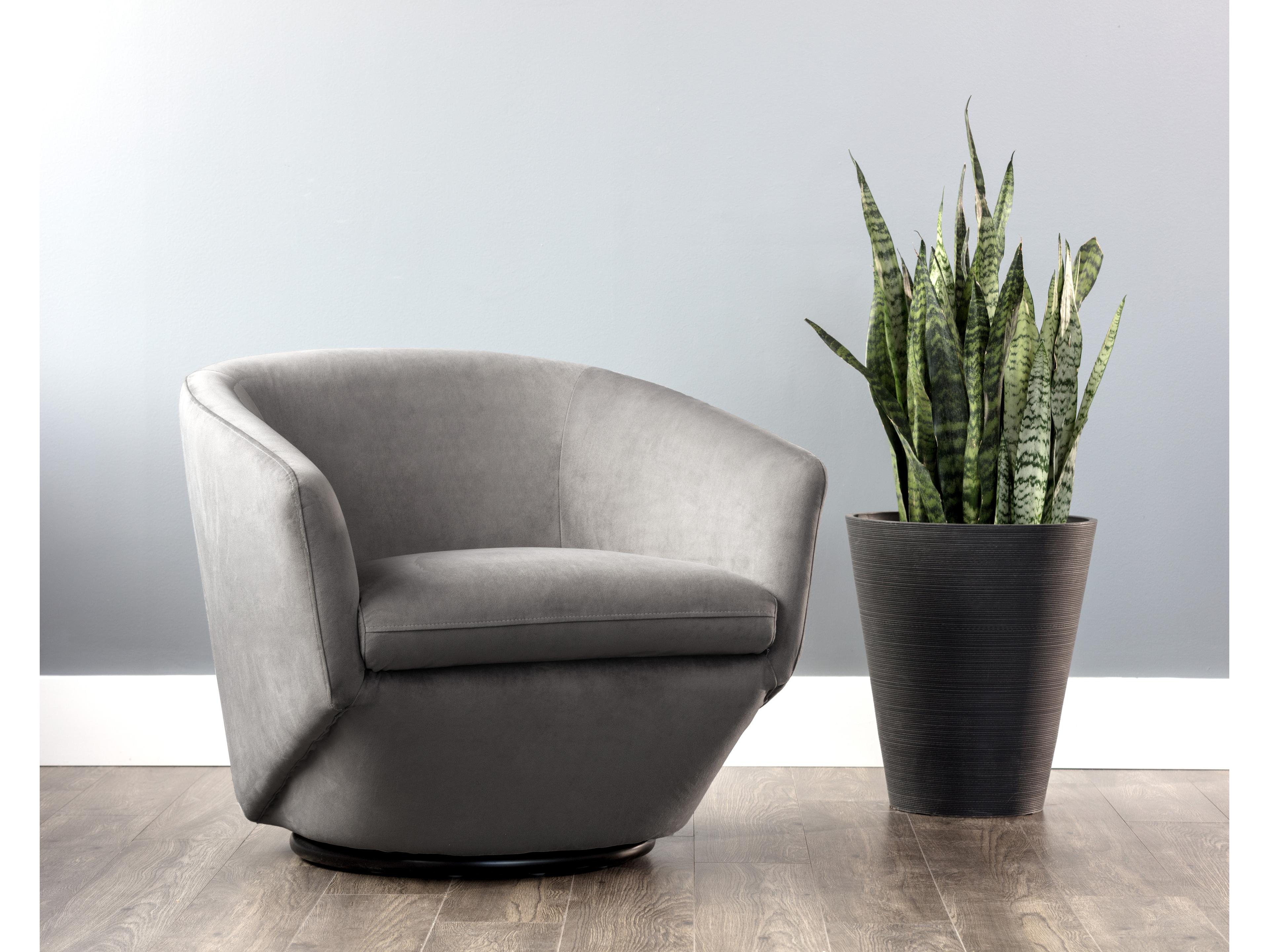 Sunpan 5west Treviso Swivel Gray Fabric Accent Chair