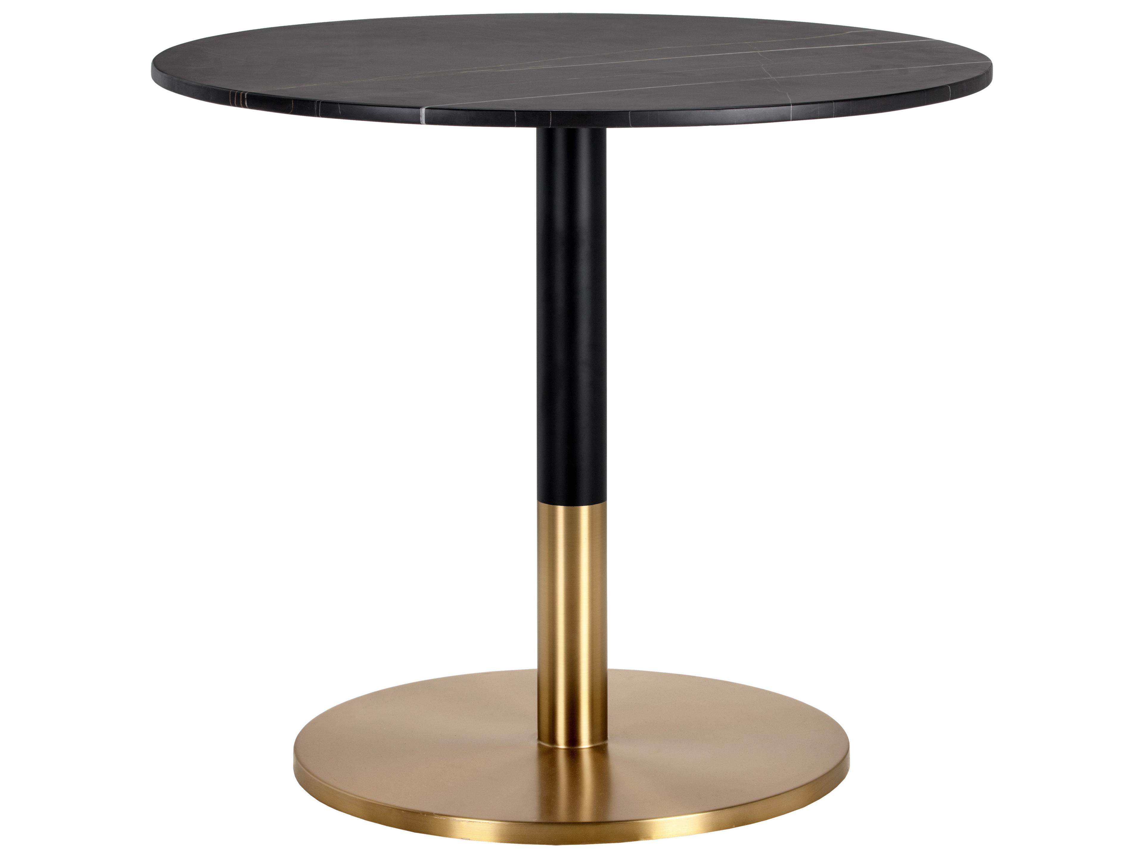 Sunpan Ikon Massie Round Marble Black Gold Dining Table