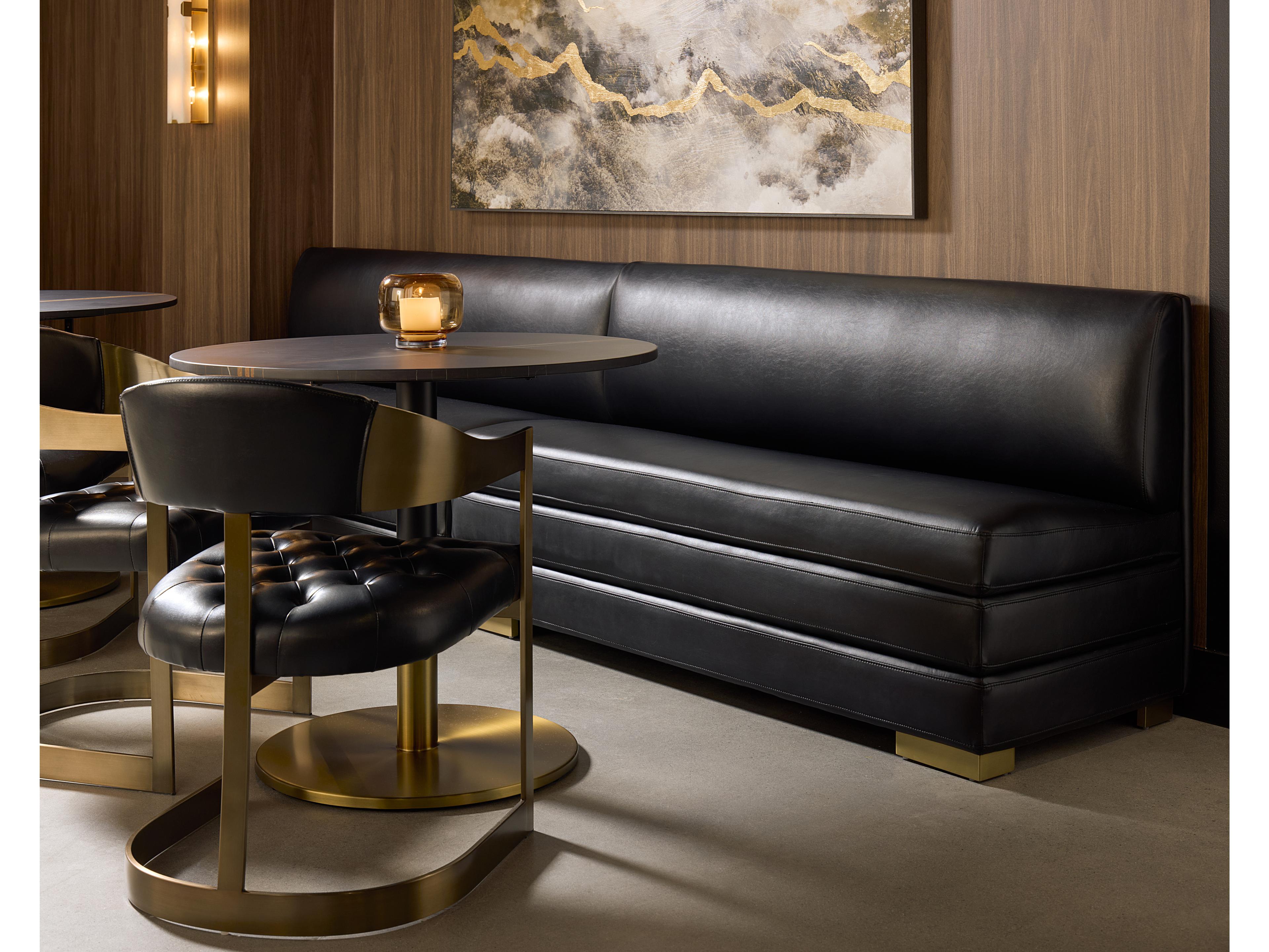 Sunpan Ikon Massie Round Marble Black Gold Dining Table