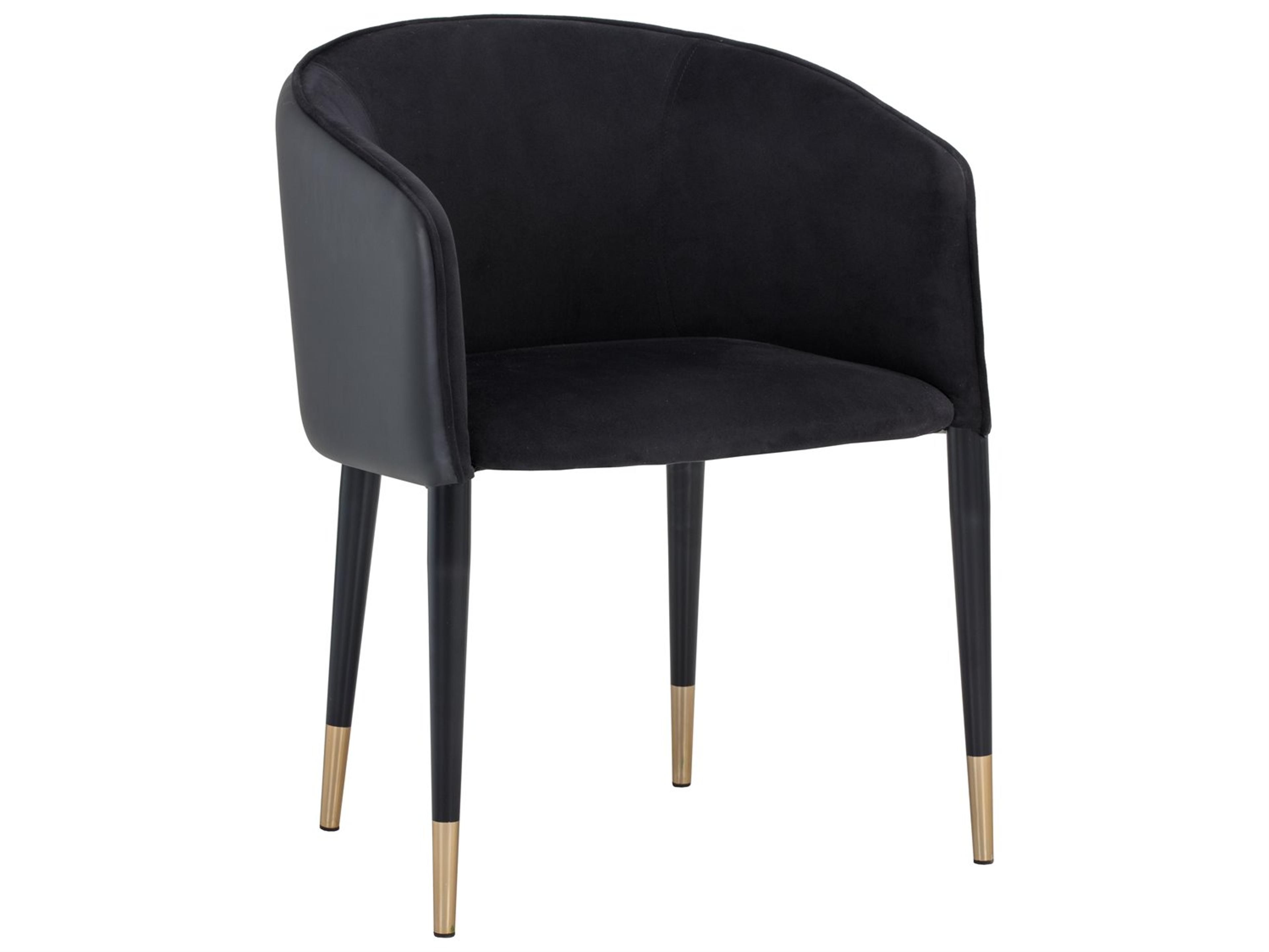 Ikon Asher Leather Black Upholstered Arm Dining Chair