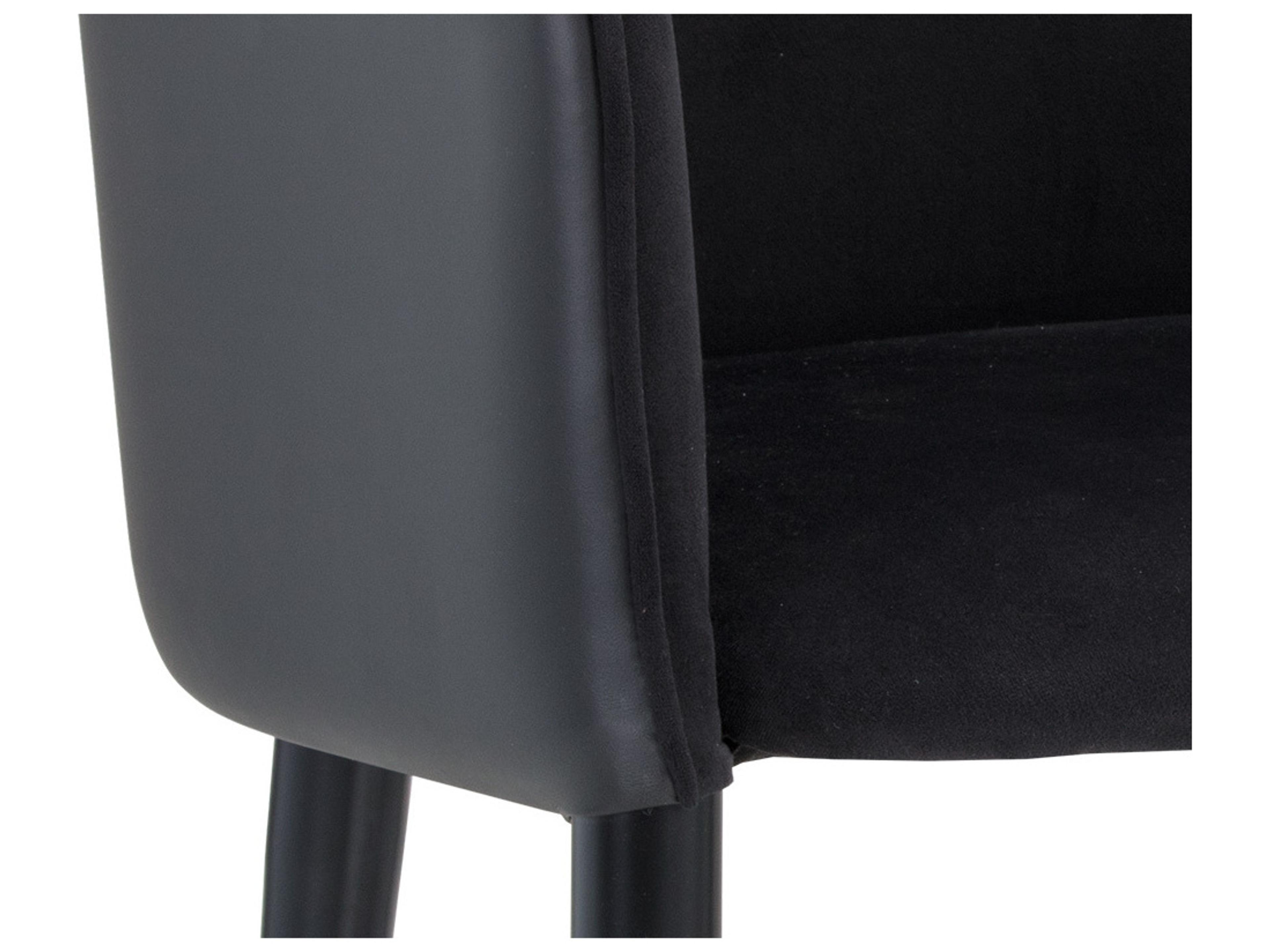 Sunpan Ikon Asher Leather Black Upholstered Arm Dining Chair