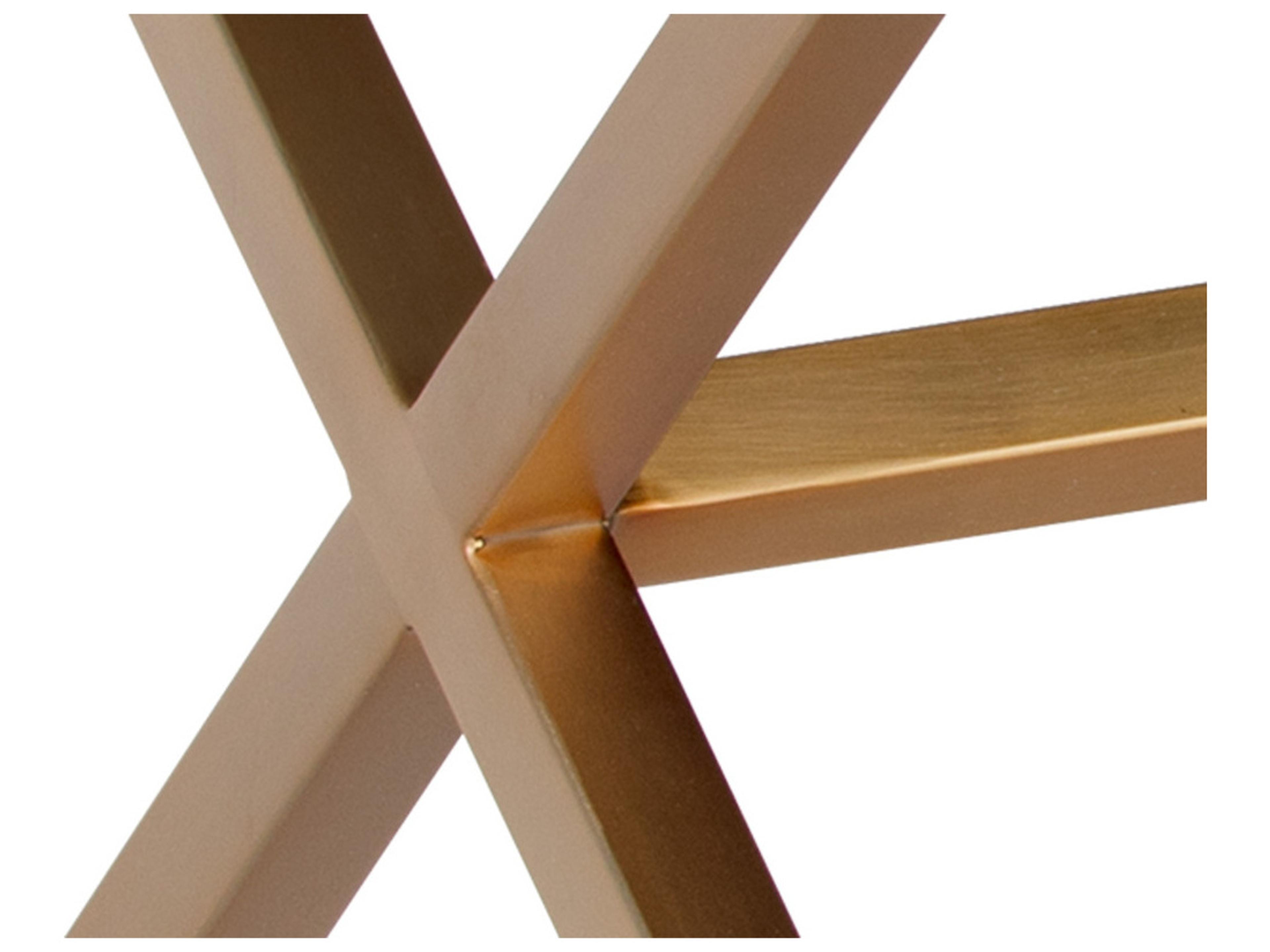 Sunpan Ikon Bravo Cream Brushed Gold Faux Leather Accent Bench