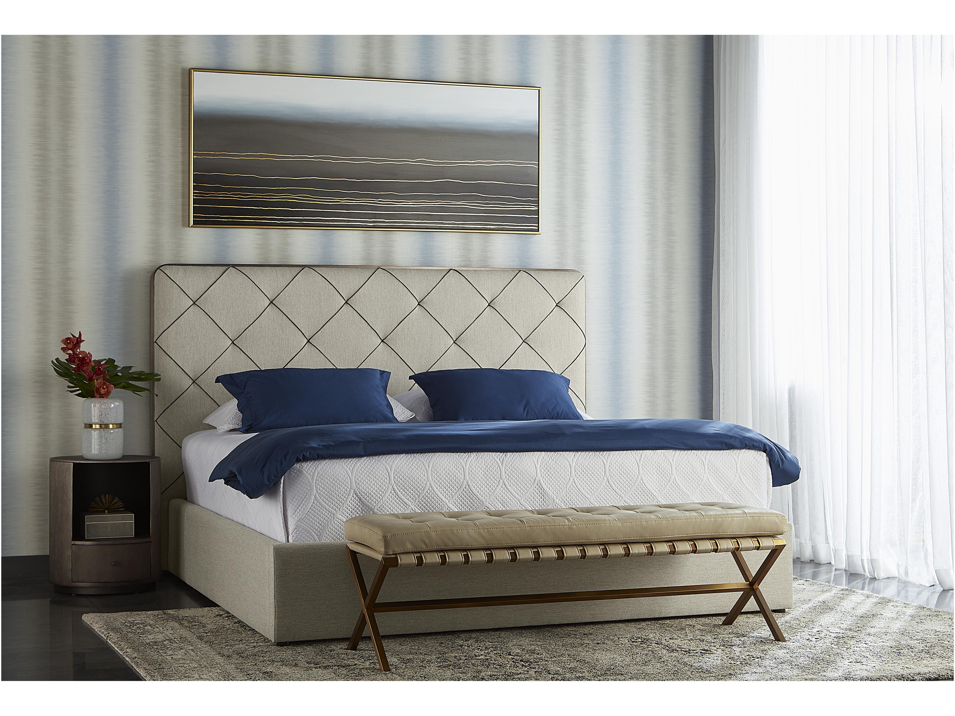 Sunpan Ikon Bravo Cream Brushed Gold Faux Leather Accent Bench