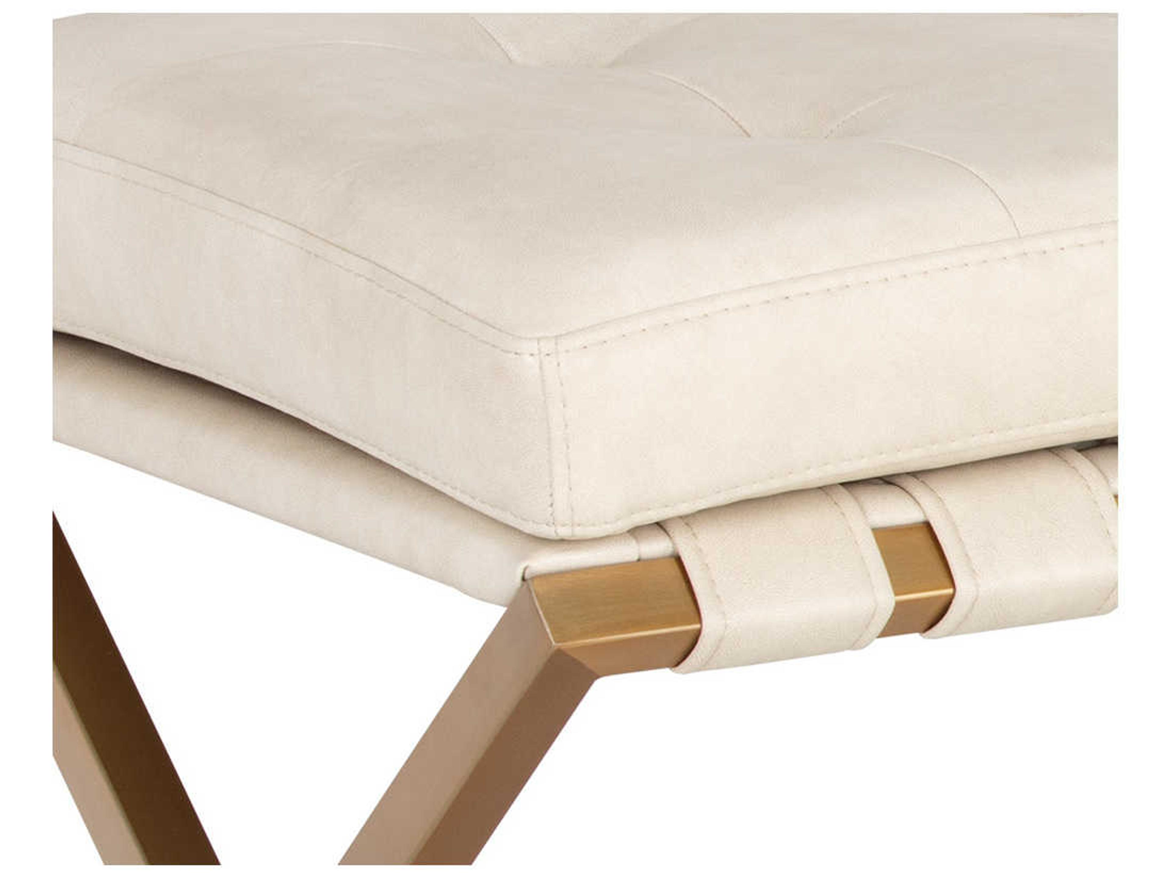 Sunpan Ikon Bravo Cream Brushed Gold Faux Leather Accent Bench
