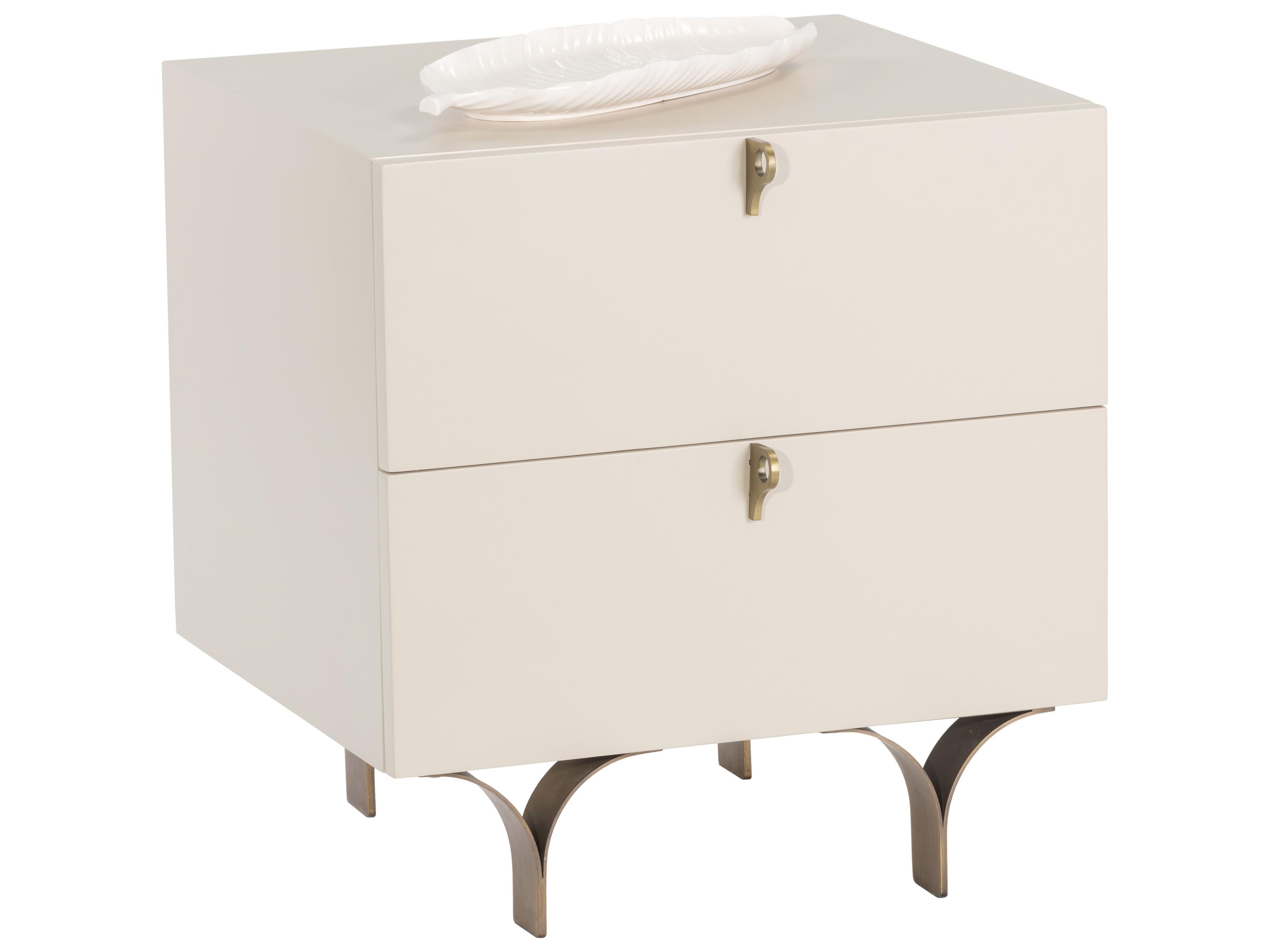 Celine Small Nightstand in Cream and Antique Brass