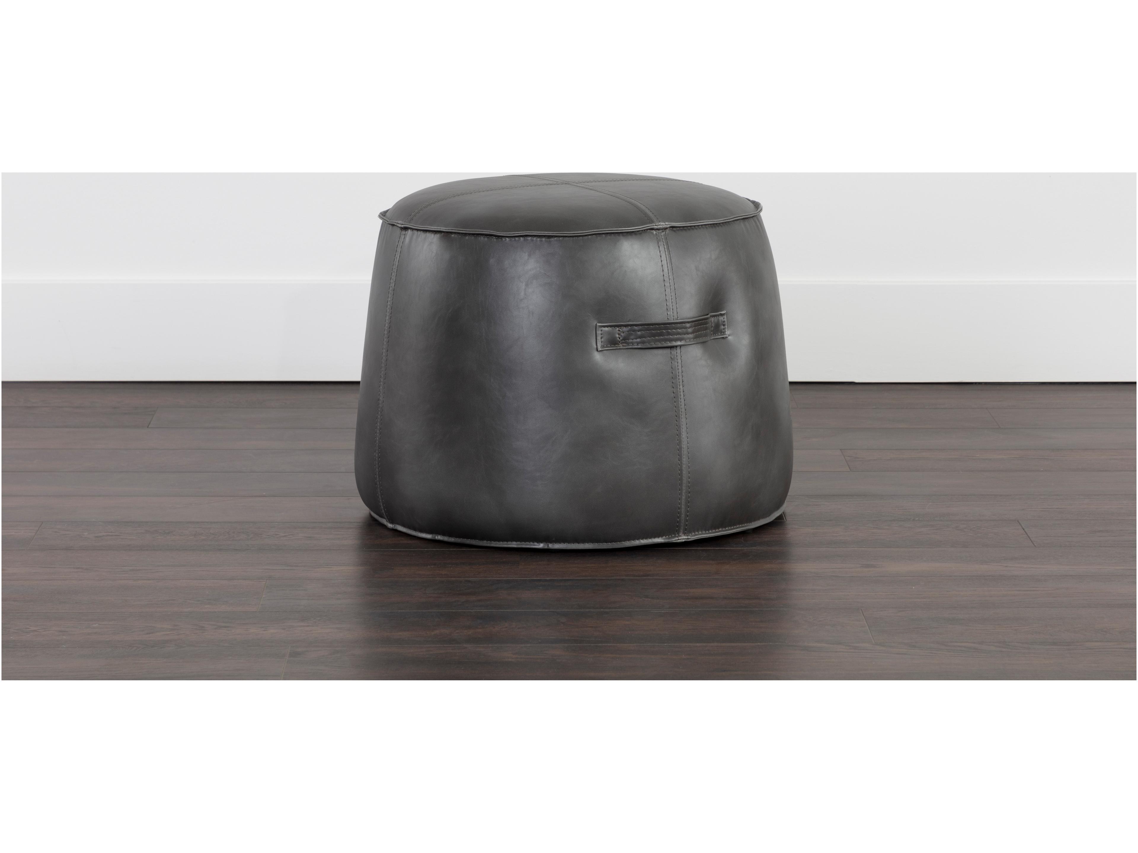 Sunpan Mitchell Overcast Grey Faux Leather Ottoman
