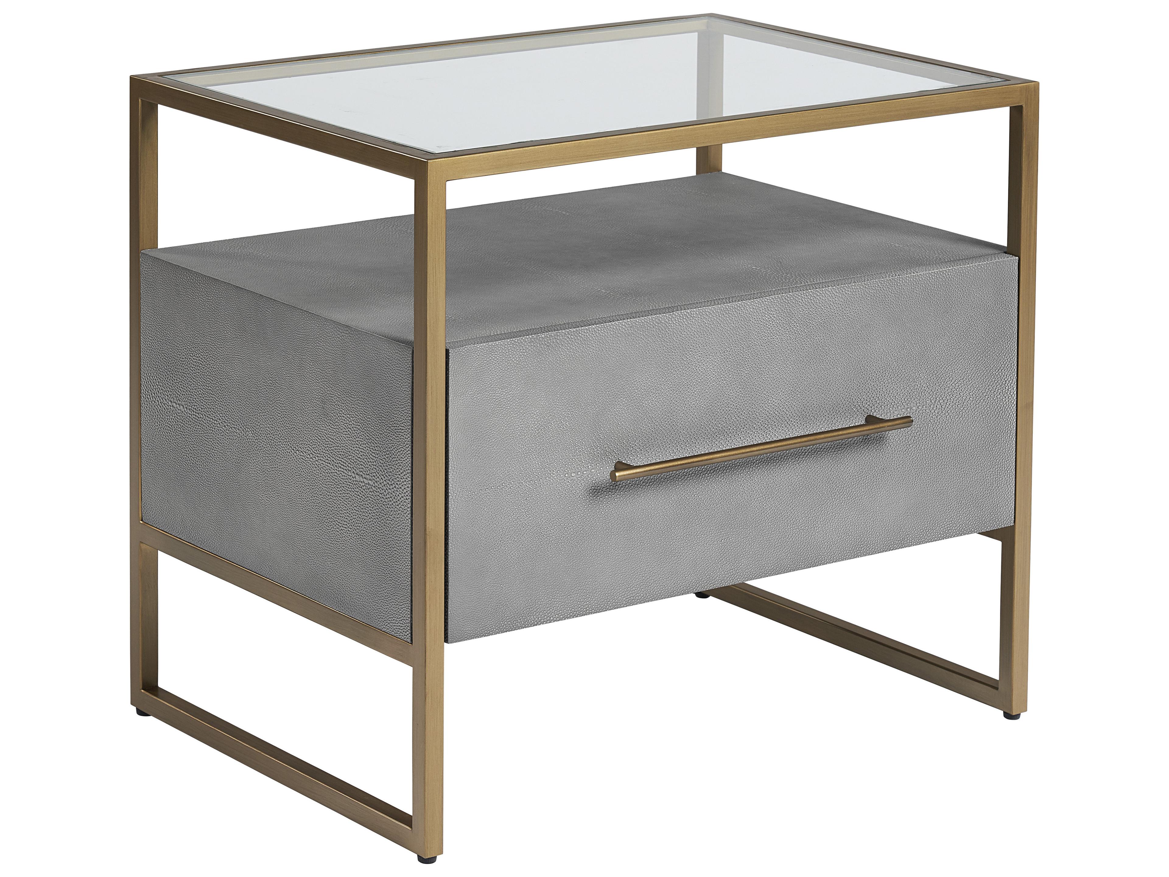 Mixt 1-Drawer Gold Acacia Wood Nightstand