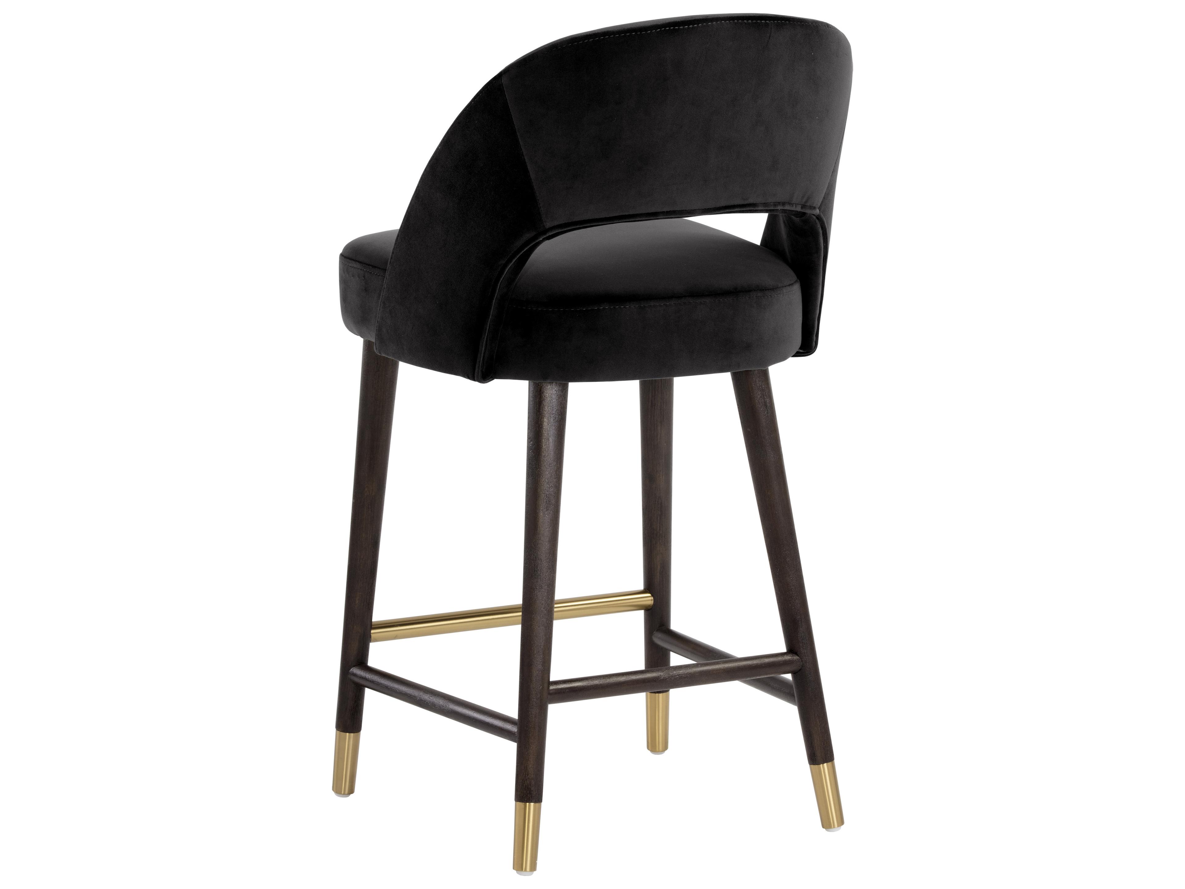 Sunpan 5west Monae Upholstered Birch Wood Abbington Black Brown Counter Stool