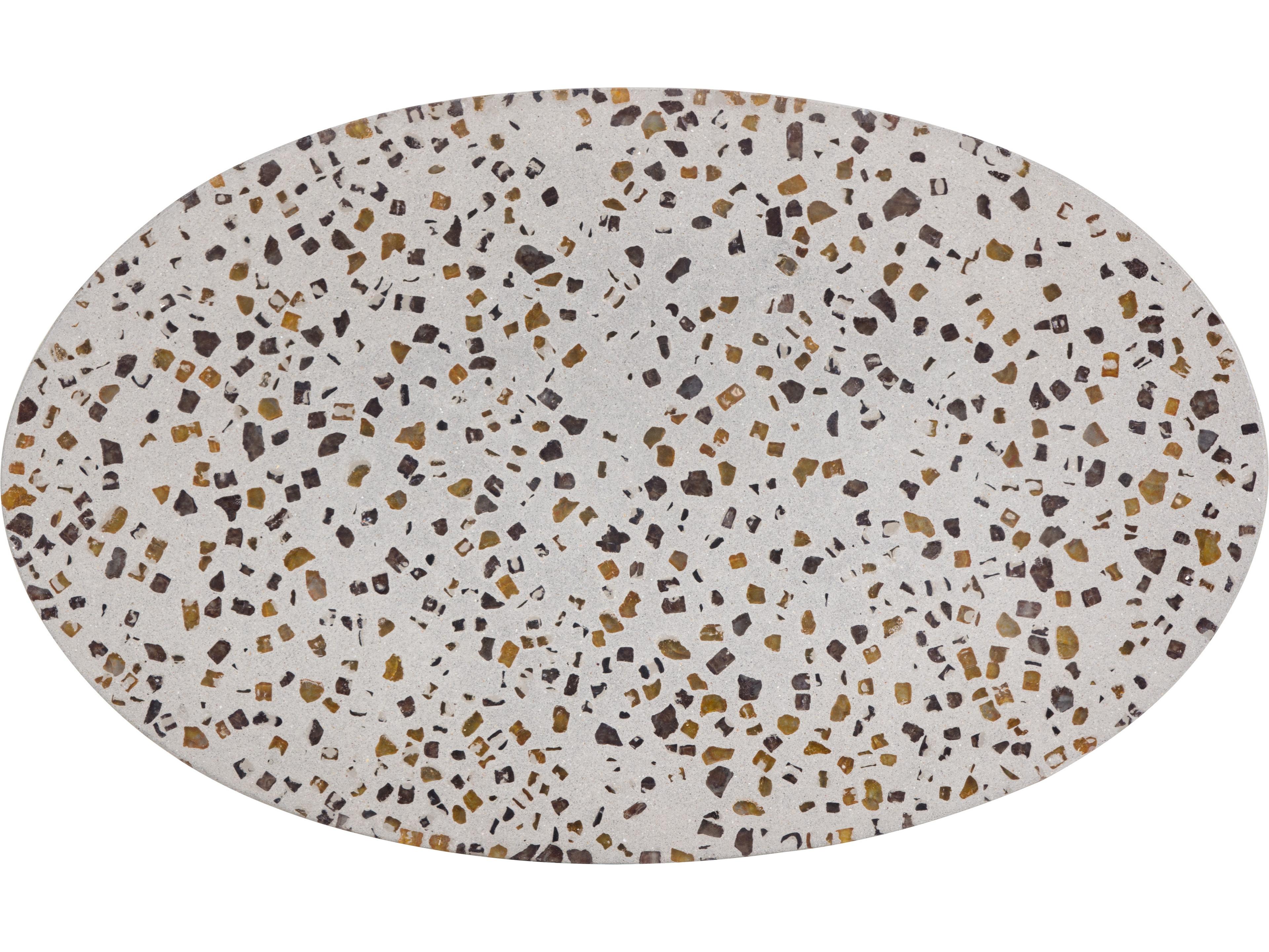 Sunpan Solterra Carment Oval Stone Grey Brushed Brass End Table