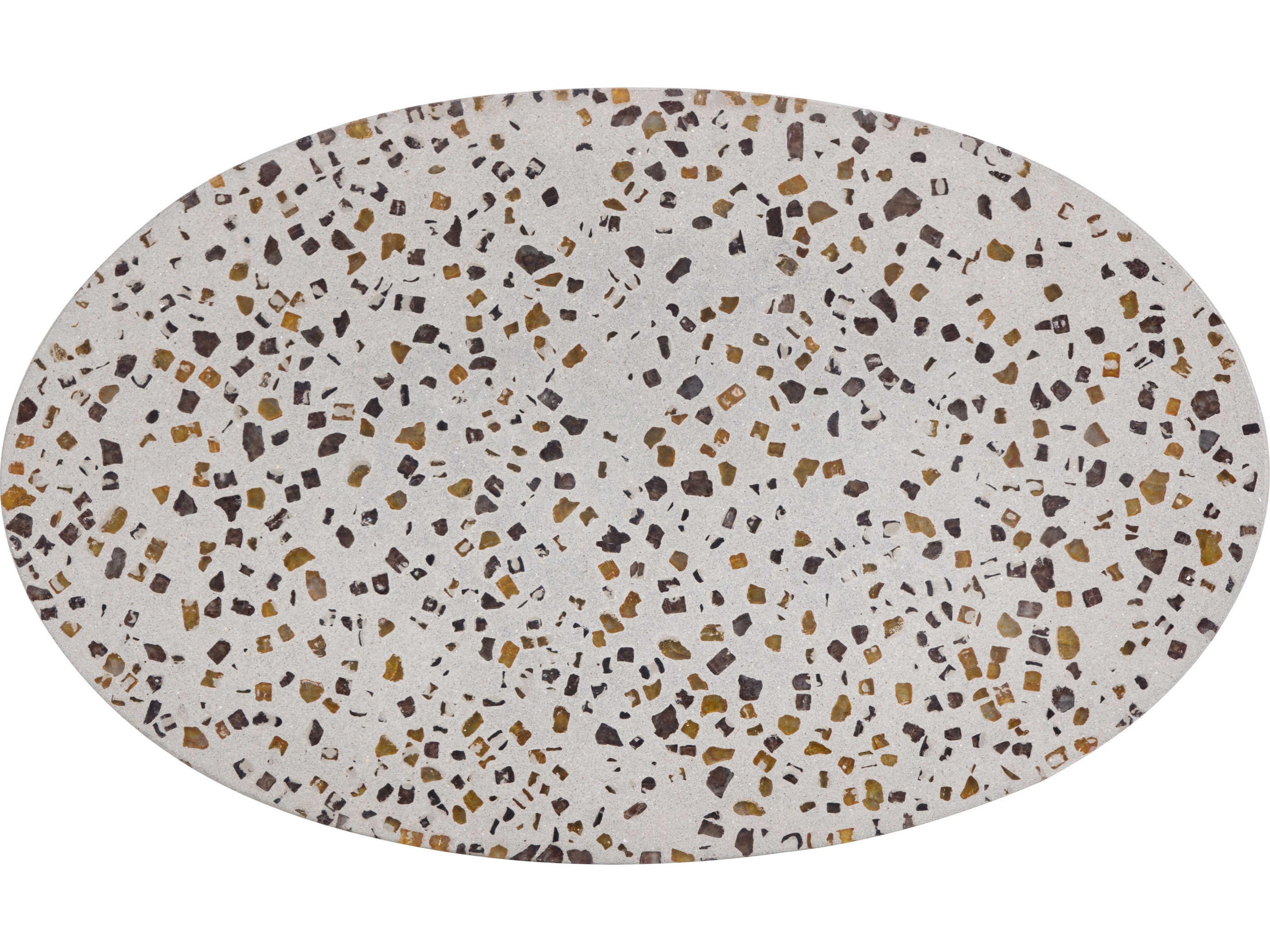 Sunpan Solterra Carment Oval Stone Grey Brushed Brass End Table