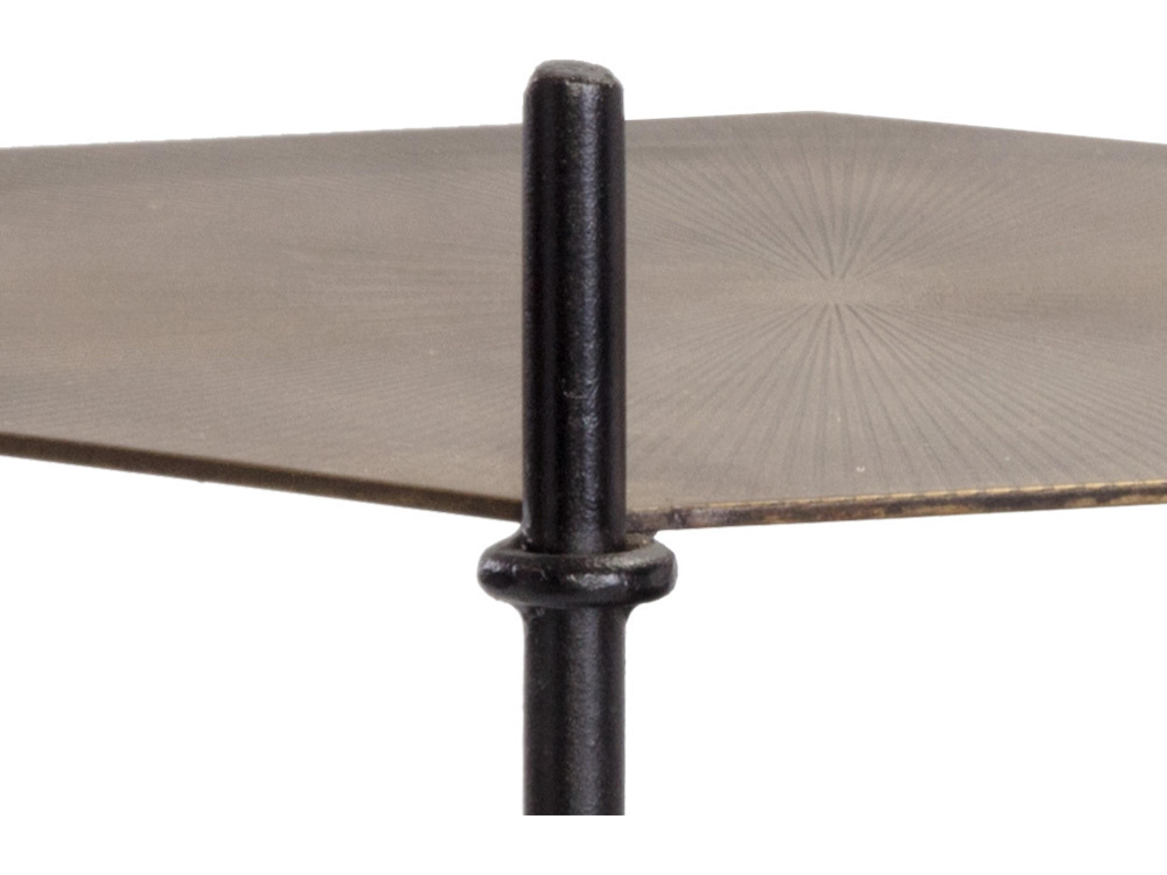 Sunpan Hexall Round Marble Black Antique Brass End Table