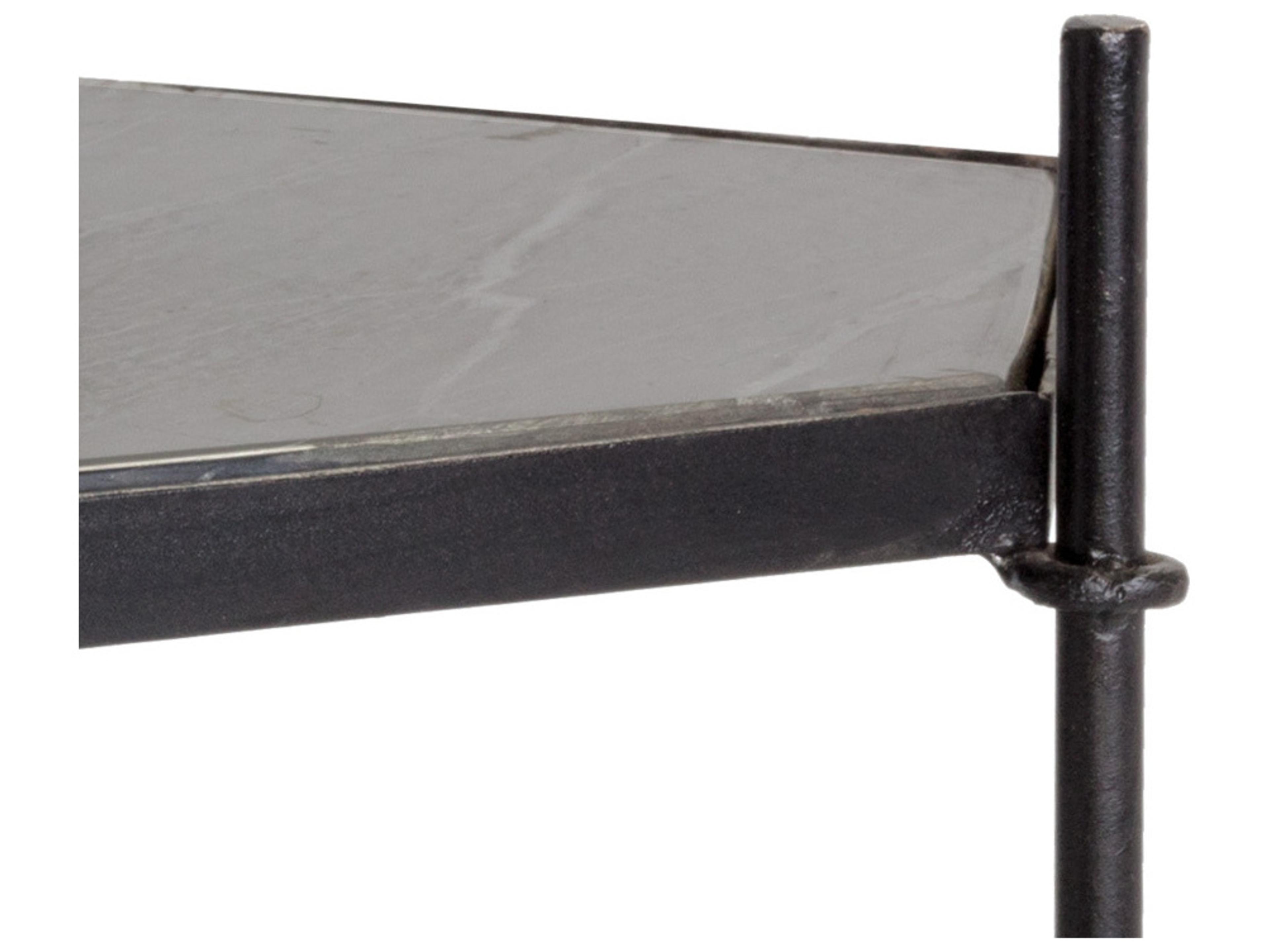 Sunpan Hexall Round Marble Black Antique Brass End Table