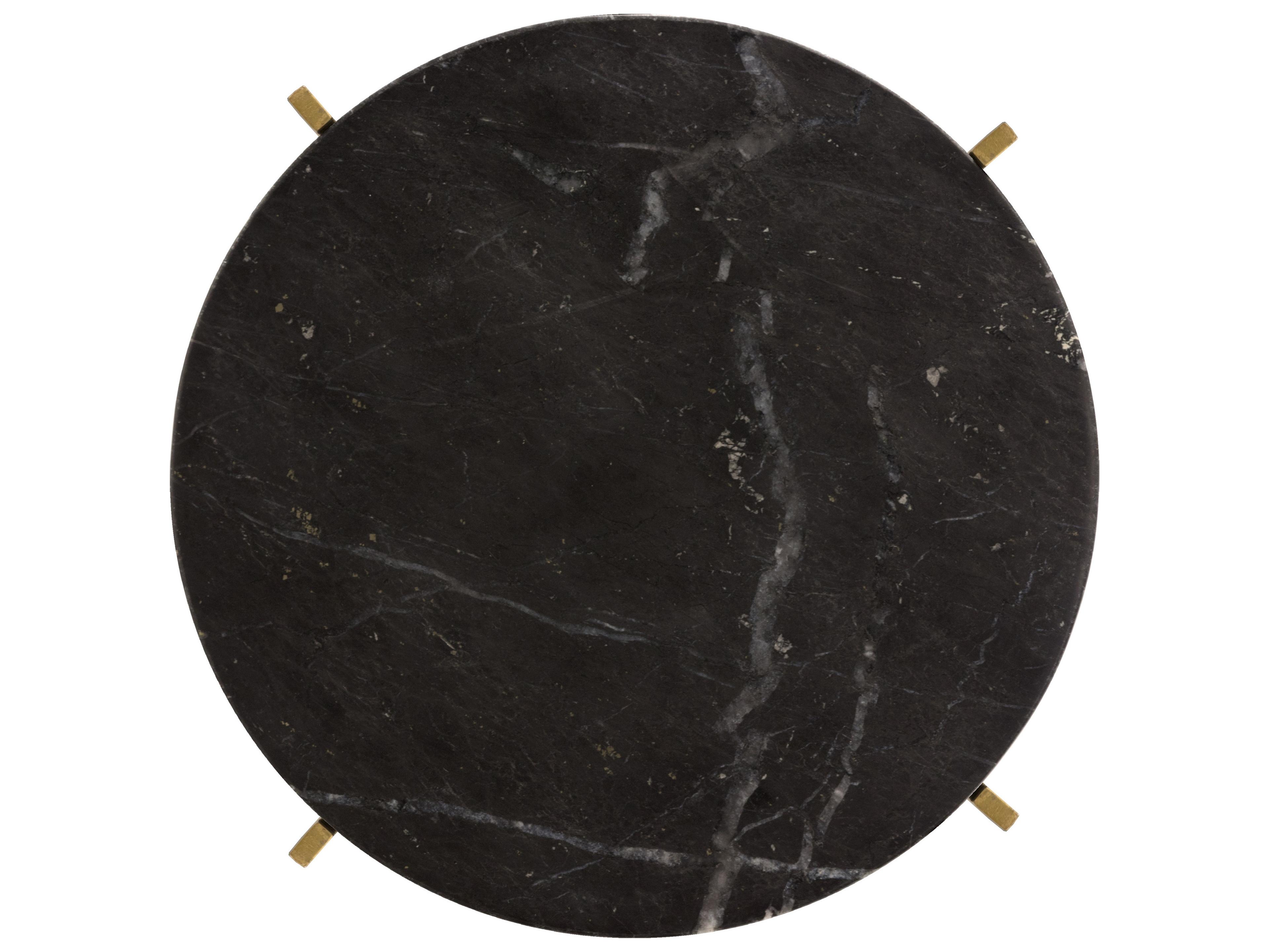 Sunpan Anak Round Marble Black Antique Brass End Table
