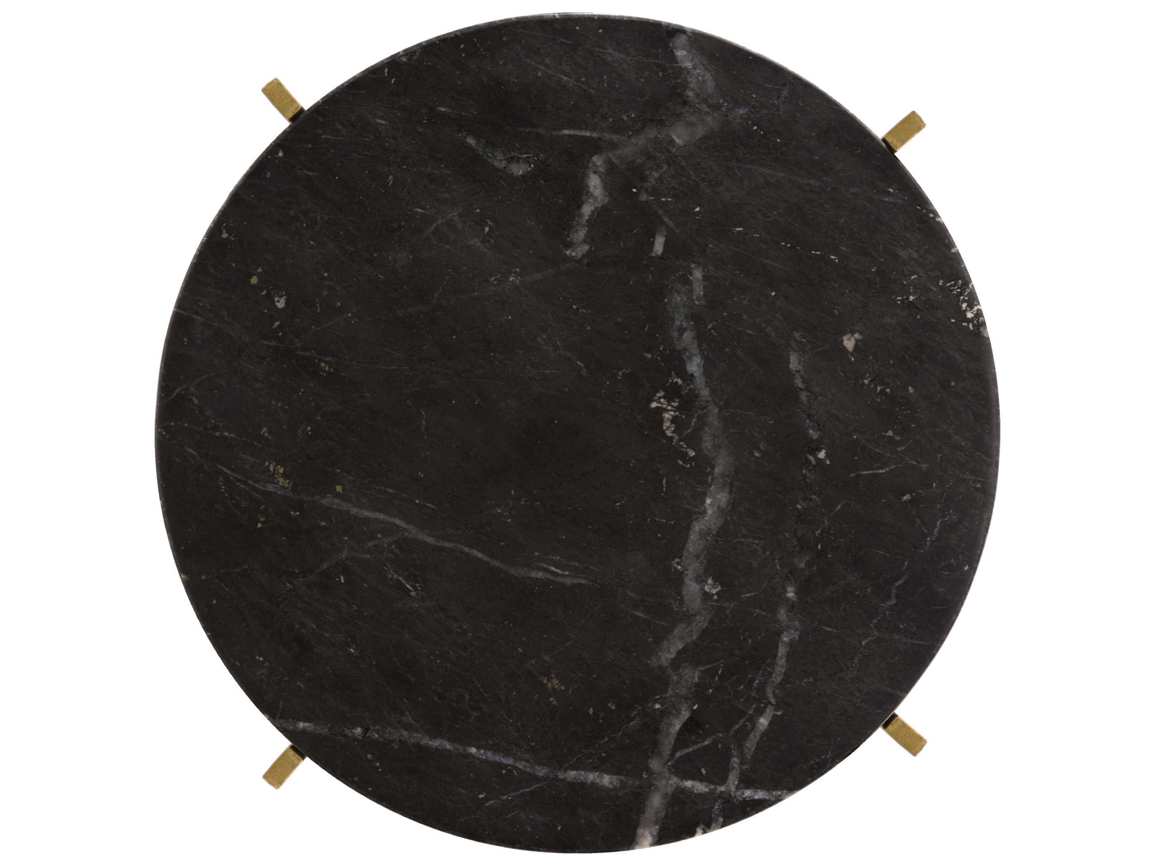 Sunpan Anak Round Marble Black Antique Brass End Table