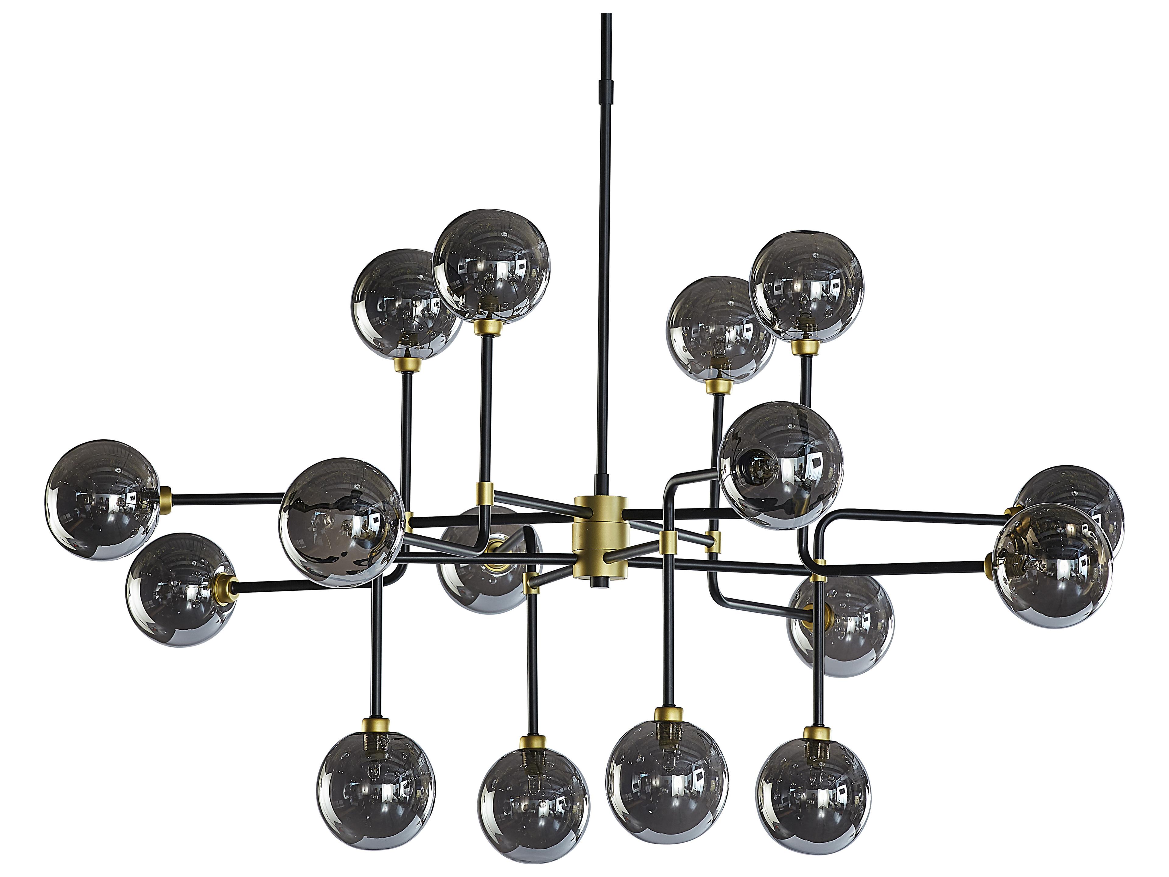 Sunpan Ikon 16-Light Grey Black Gold Glass LED Globe Geometric Chandelier