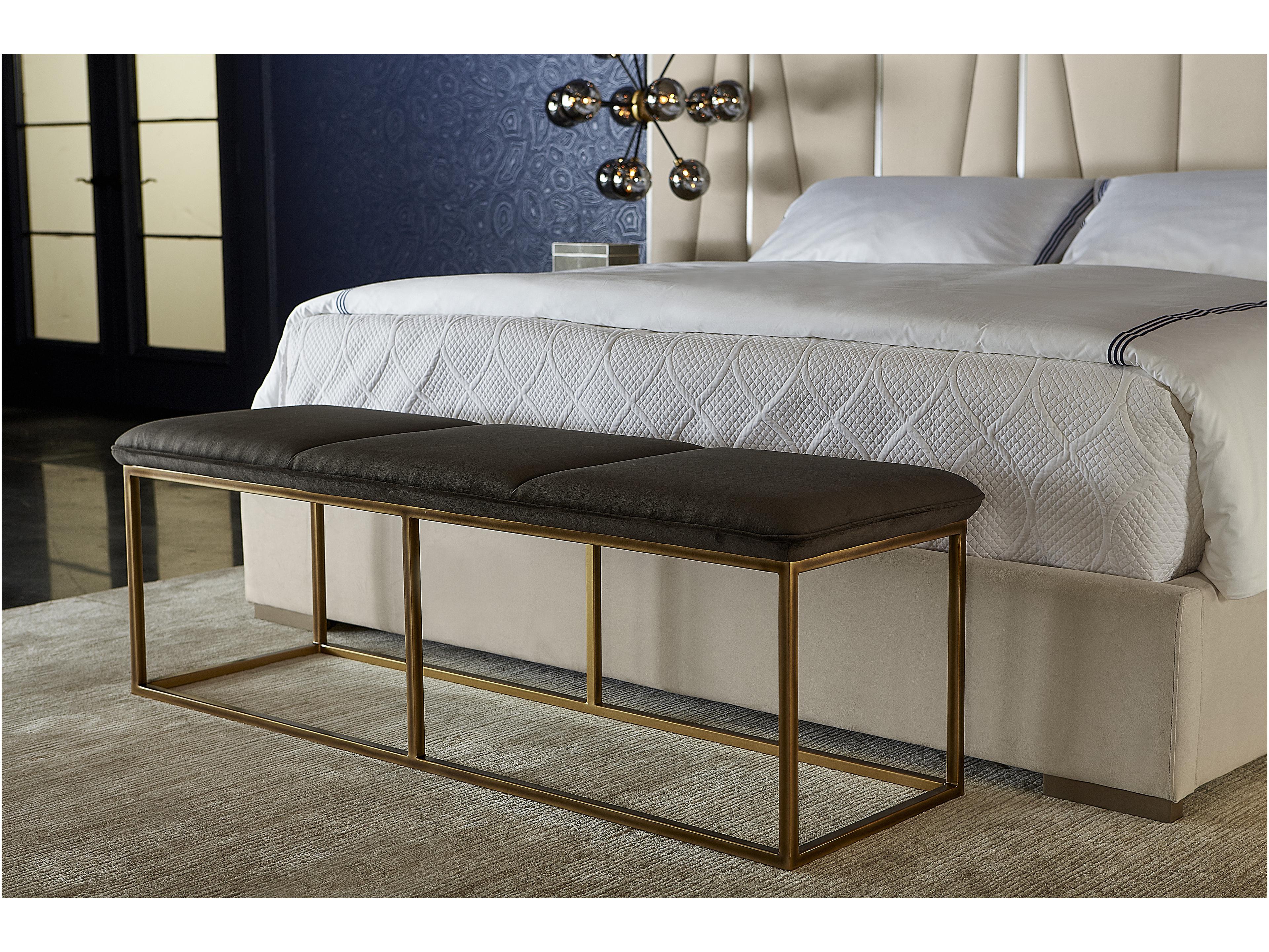 Sunpan Irongate Piccolo Pebble Rustic Bronze Gray Upholstered Accent Bench