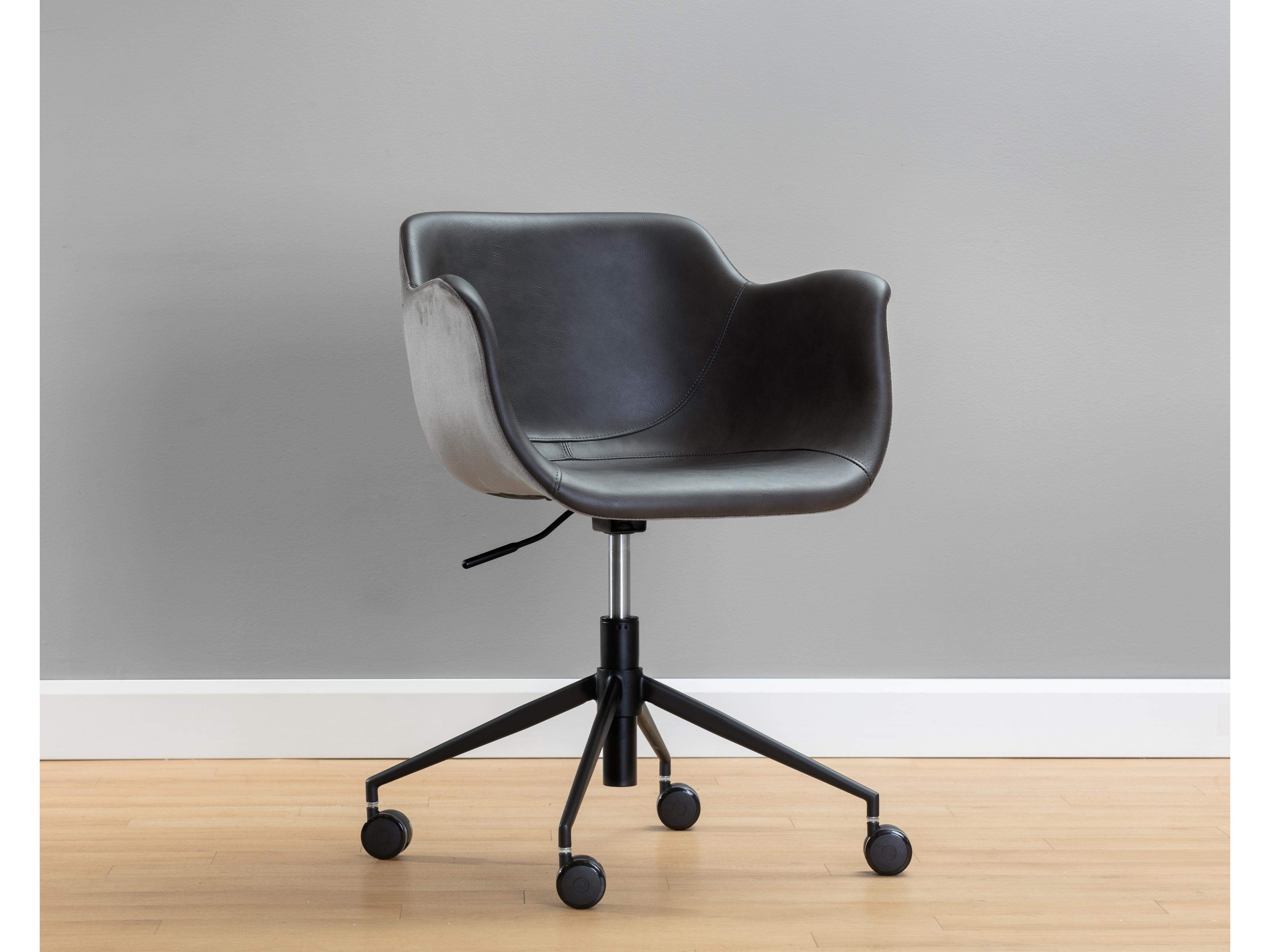 Sunpan Junction Gray Faux Leather Adjustable Swivel Computer Office Chair