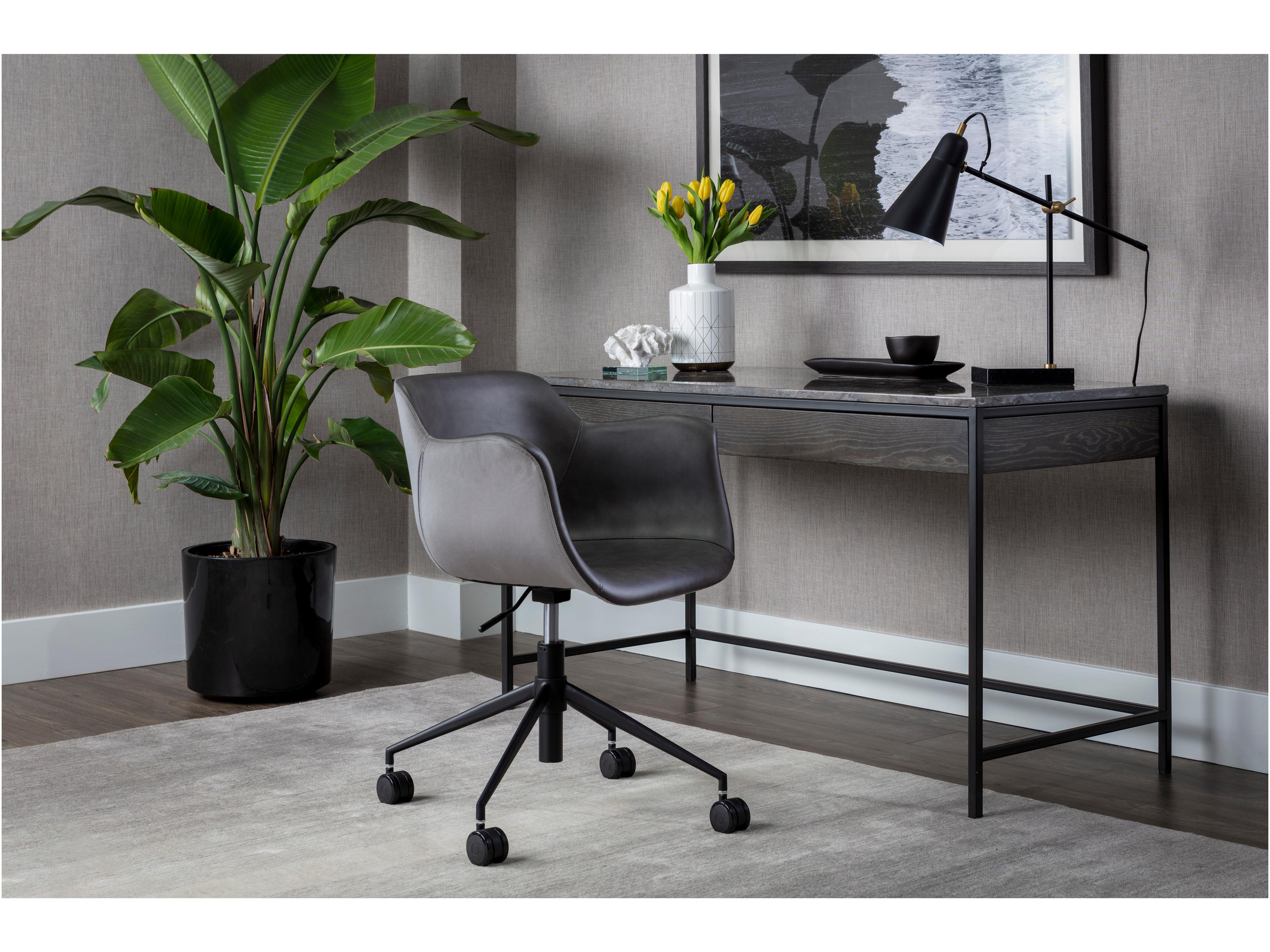 Sunpan Junction Gray Faux Leather Adjustable Swivel Computer Office Chair