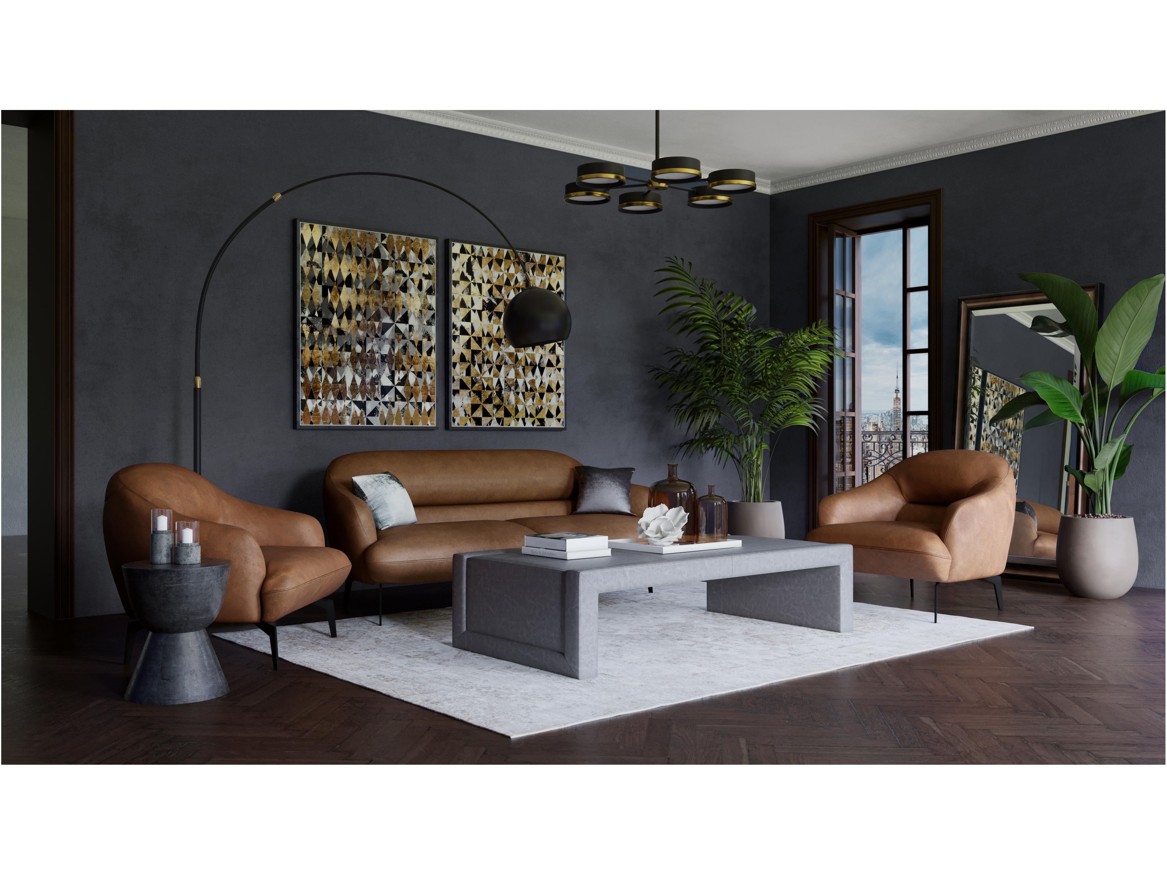 Sunpan Ikon 6-Light Gold Black Glass LED Geometric Round Chandelier