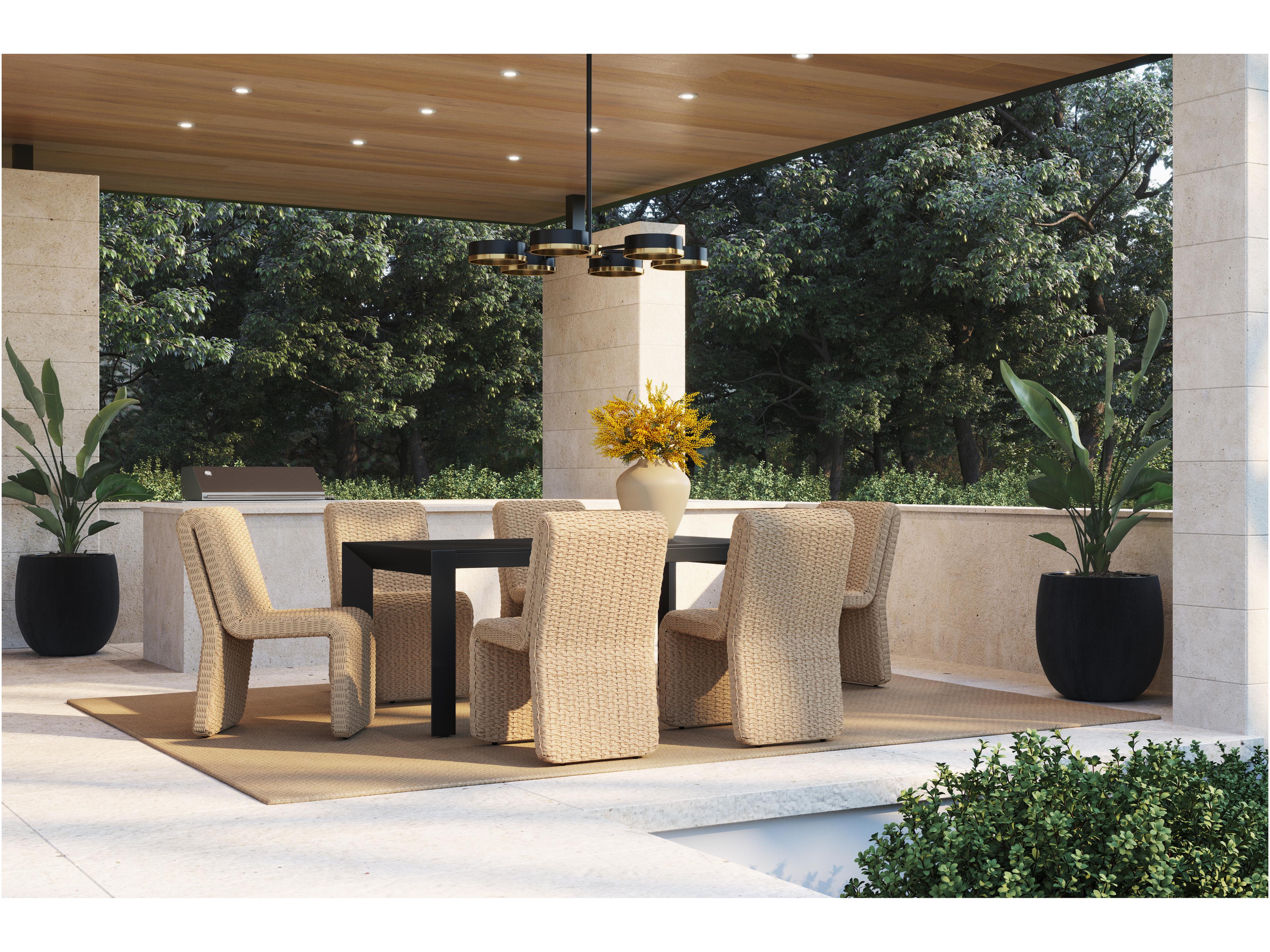 Sunpan Ikon 6-Light Gold Black Glass LED Geometric Round Chandelier